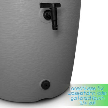 YourCasa Regentonne 210 Liter [Amphore Design] Regenfass aus Kunststoff mit Wasserhahn, Bepflanzbar, 210L, Wasserhahn, Deckel
