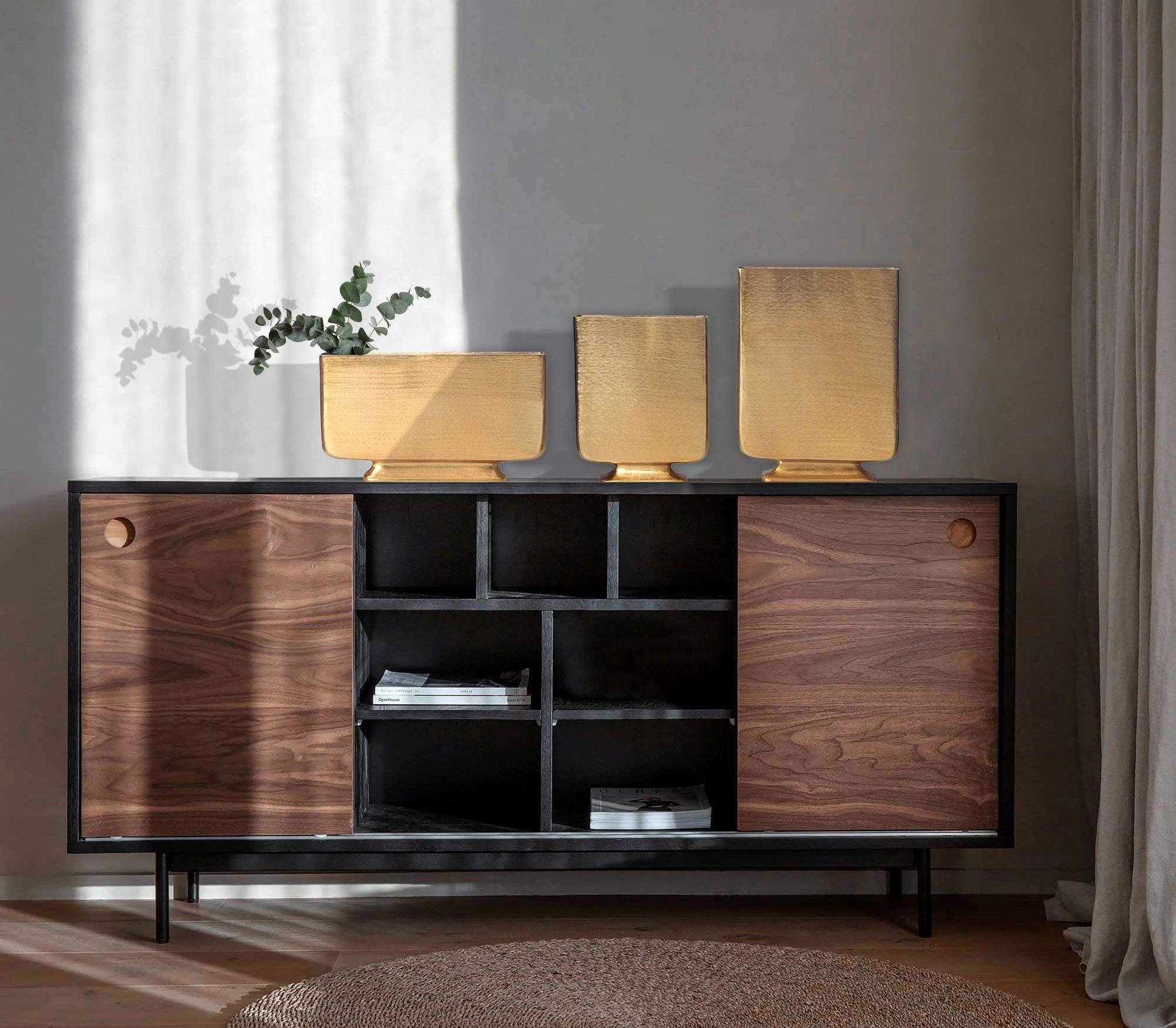 FINEBUY Tischvase FB65070 Vase 3er Set Blumenvase Aluminium Dekovase Modern günstig online kaufen