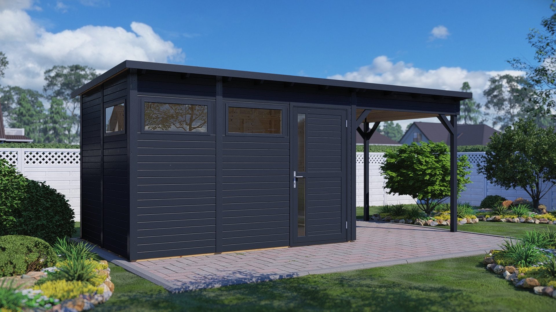 BERTILO Gartenhaus Pentus 3 Lounge anthrazit, BxT: 582x266 cm