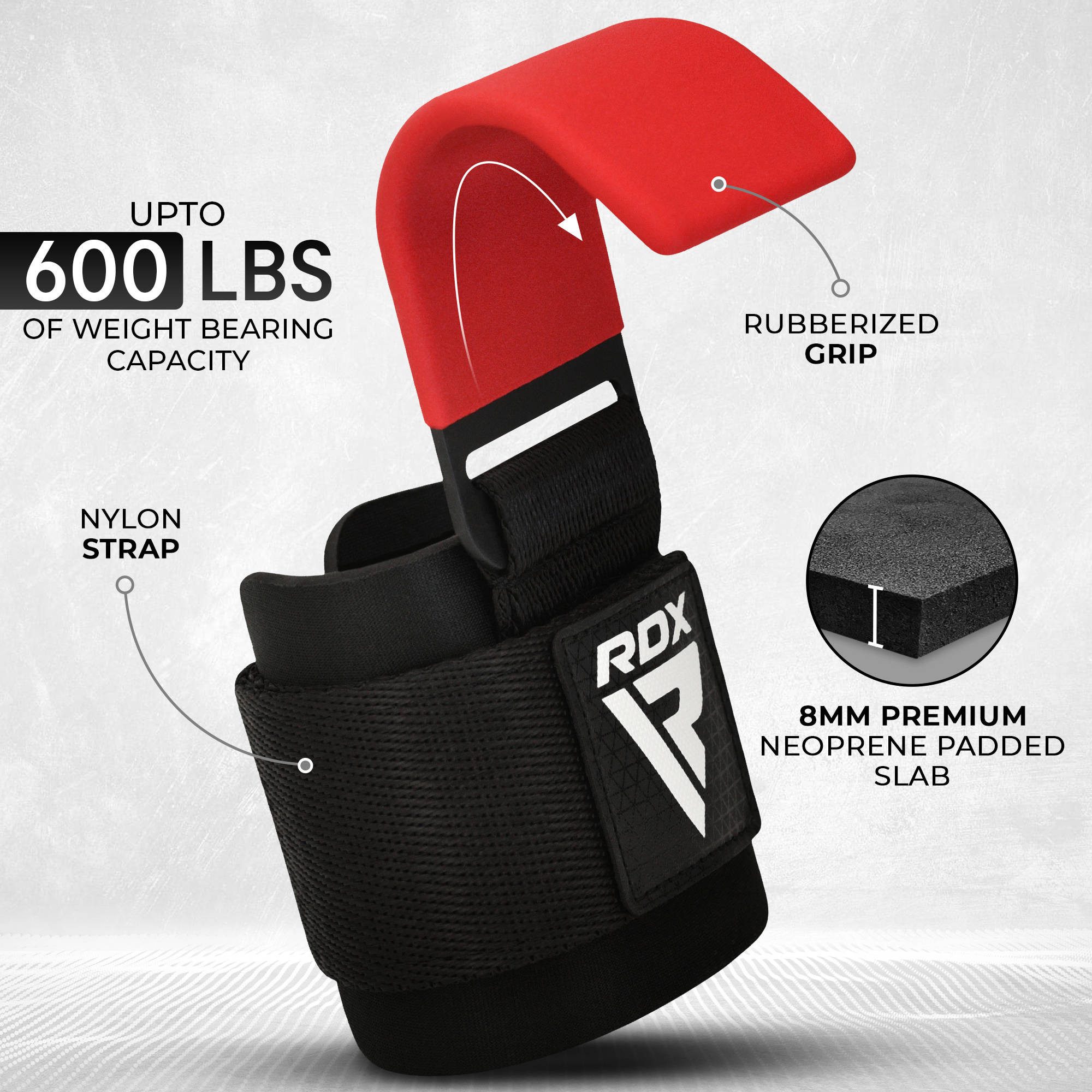 RDX Handgelenkstütze RDX Lifting Straps Hooks Strength Training, Handgelenk Schutz