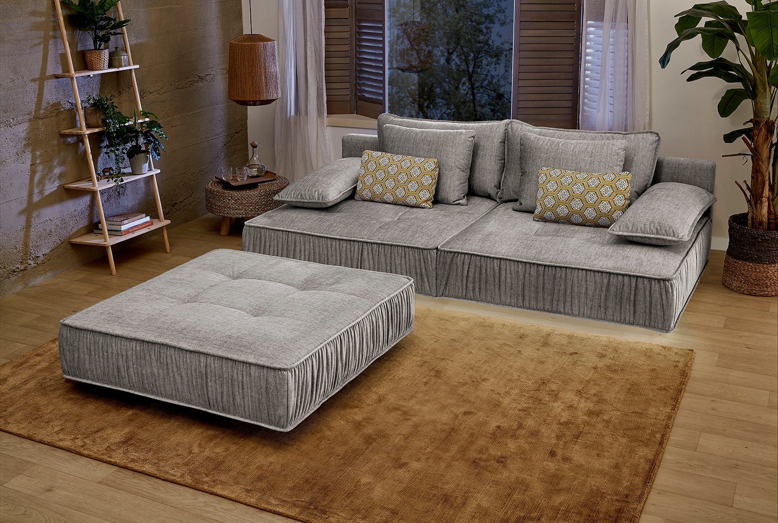 | Gruppe grau mit Marrakesch, Big-Sofa schwebende grau Jockenhöfer LED-Ambiente-Beleuchtung, indirekter Optik
