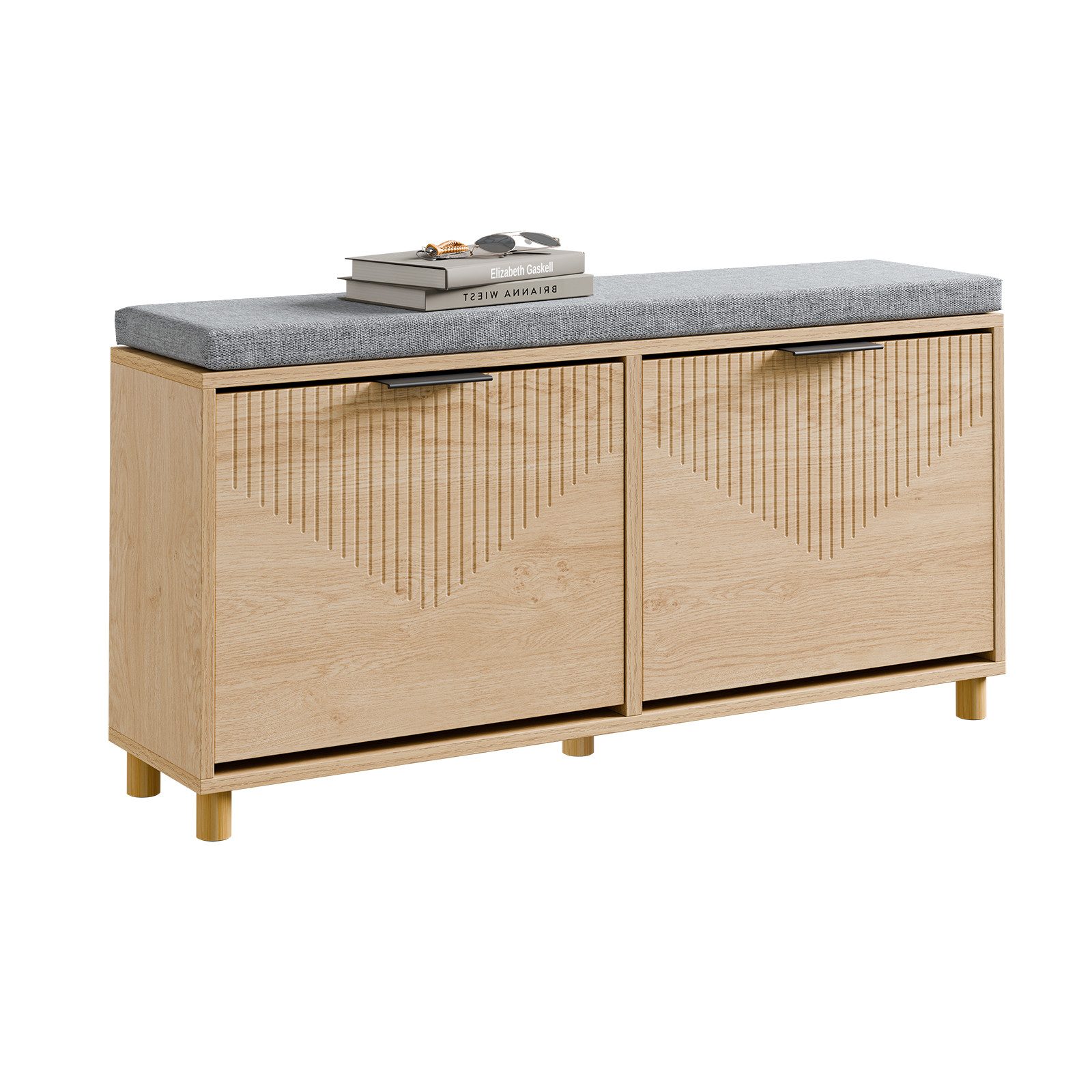 SoBuy Schuhbank FSR211, Schuhbank, Schuhschrank mit Sitzbank, Schuhregal Schuhkipper, Sitzbank mit Stauraum, Garderobenbank schmal, Flur, Kleine Wohnungen