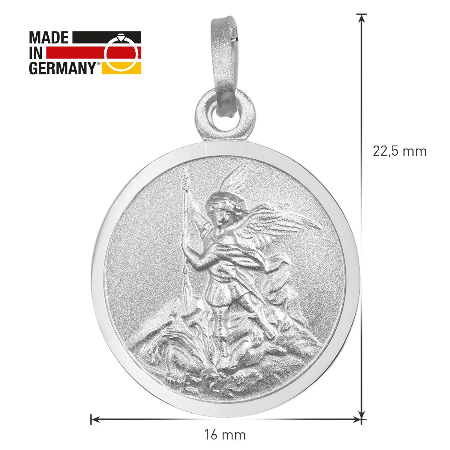 trendor Kette mit Anhänger mit Erzengel Michael Anhänger Ø 16 mm 925 Silber