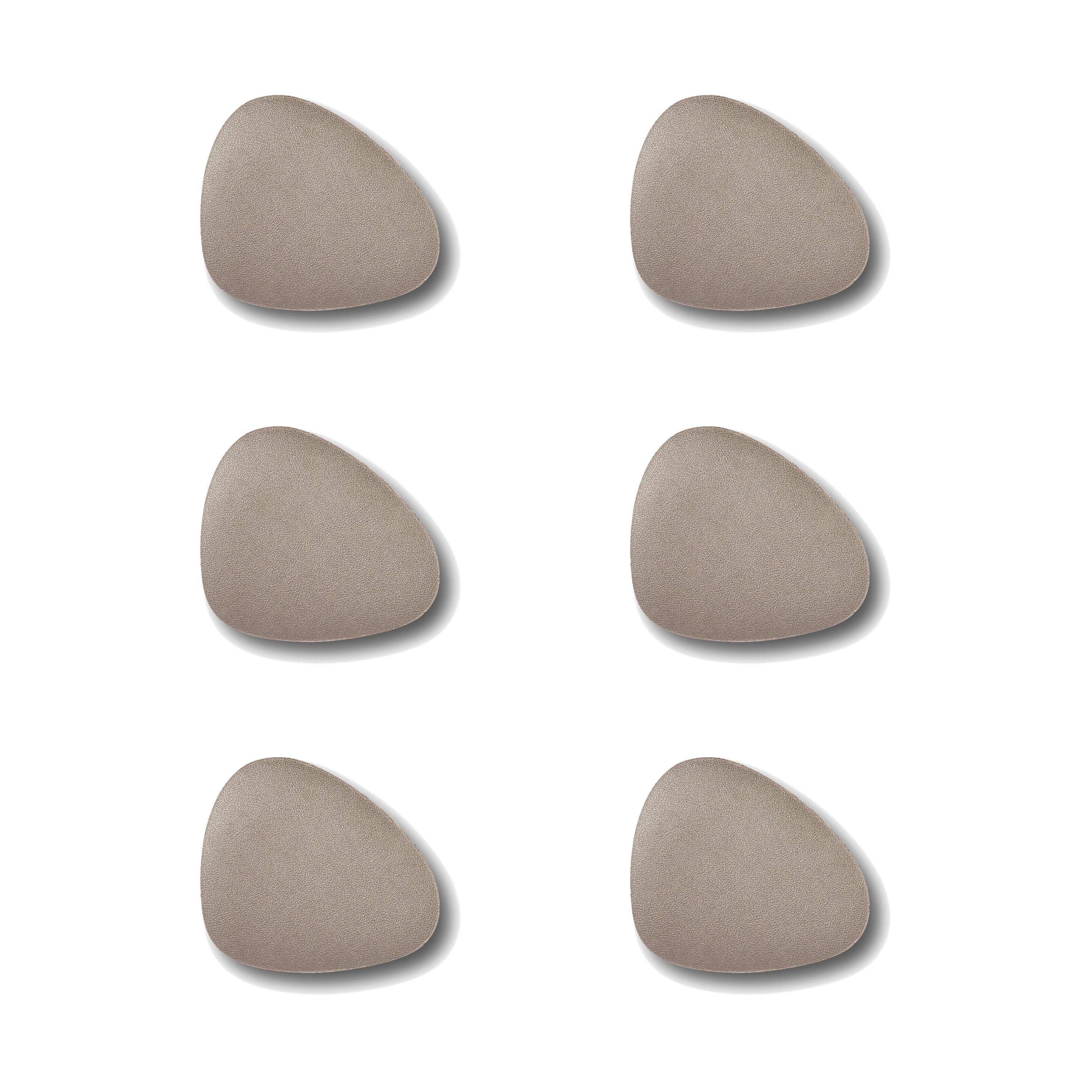 Basera® Glasuntersetzer 6er-Glasuntersetzer-Set Kunstleder gebogen, 6-tlg., metallic taupe, 12 x 10 cm