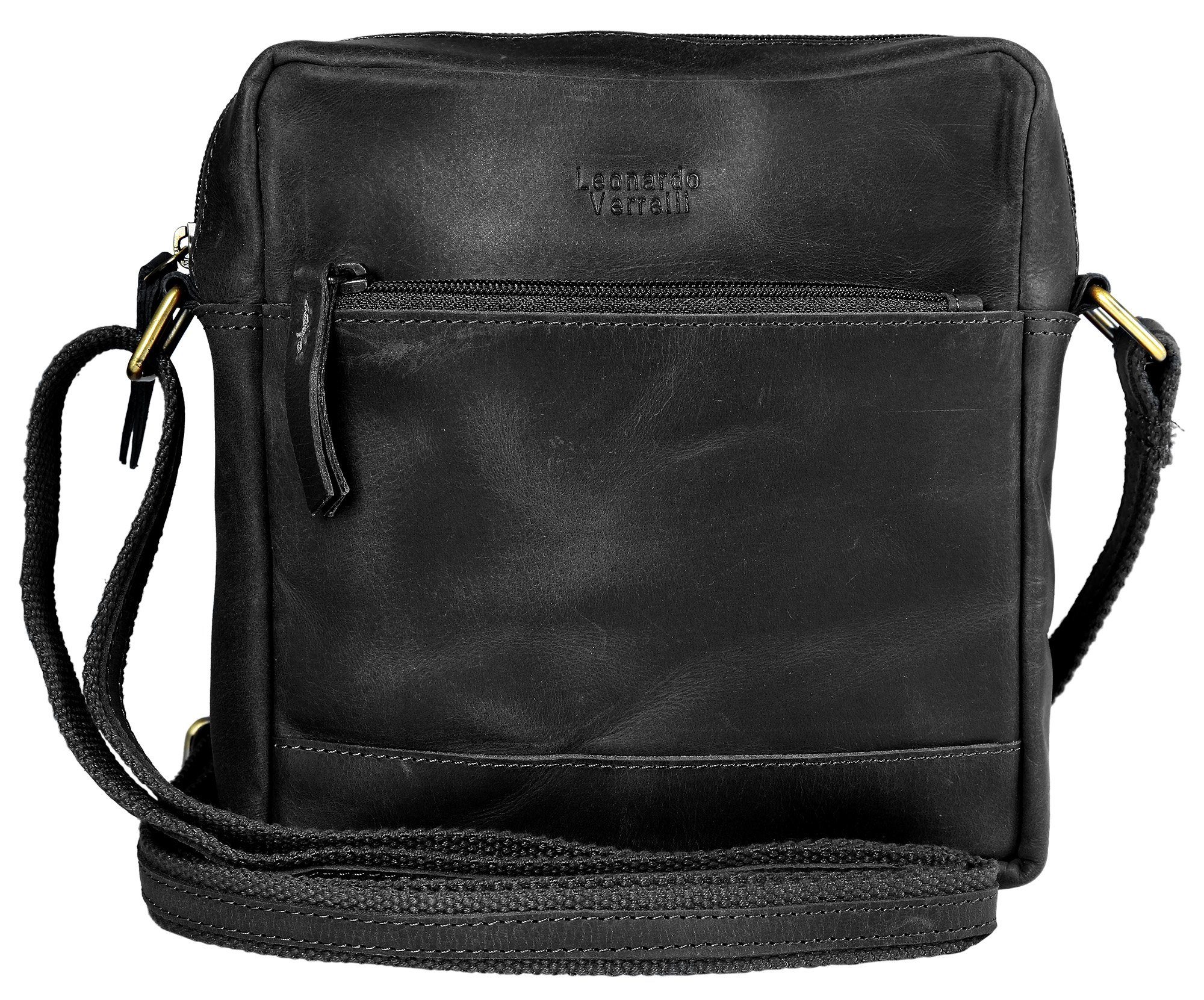 LEONARDO VERRELLI Umhängetasche Pilin Unisextasche aus Echtleder Ledertasche (einzeln)