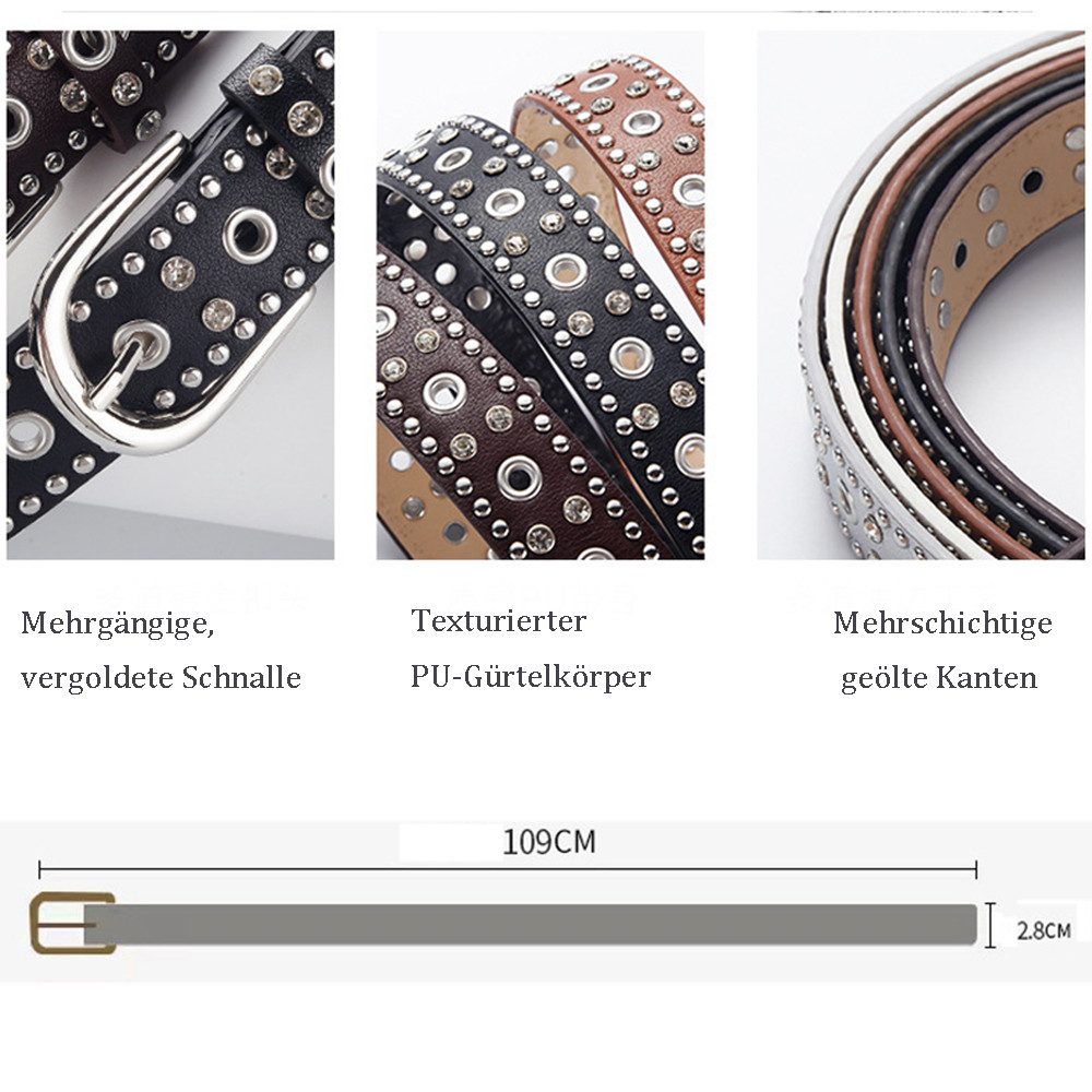 RWEUOQ Nietengürtel Nietengürtel mit Kleinen Nieten, günstig online kaufen