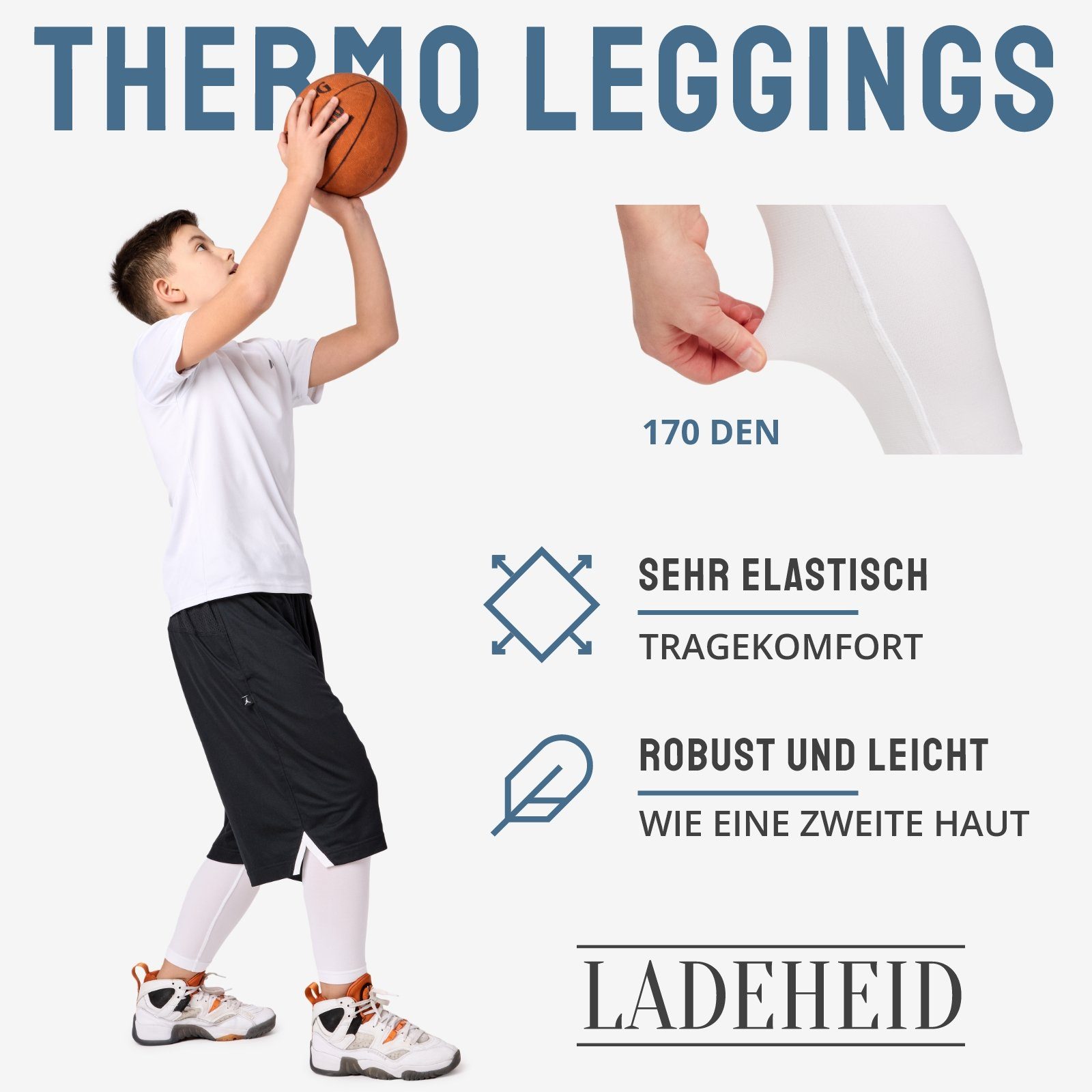 Ladeheid Funktionsunterhose Lange Unterhosen Kinder Jungen für Winter Sport Fußball LA40-259-TMPK (1-St) – Bild 3 von 5