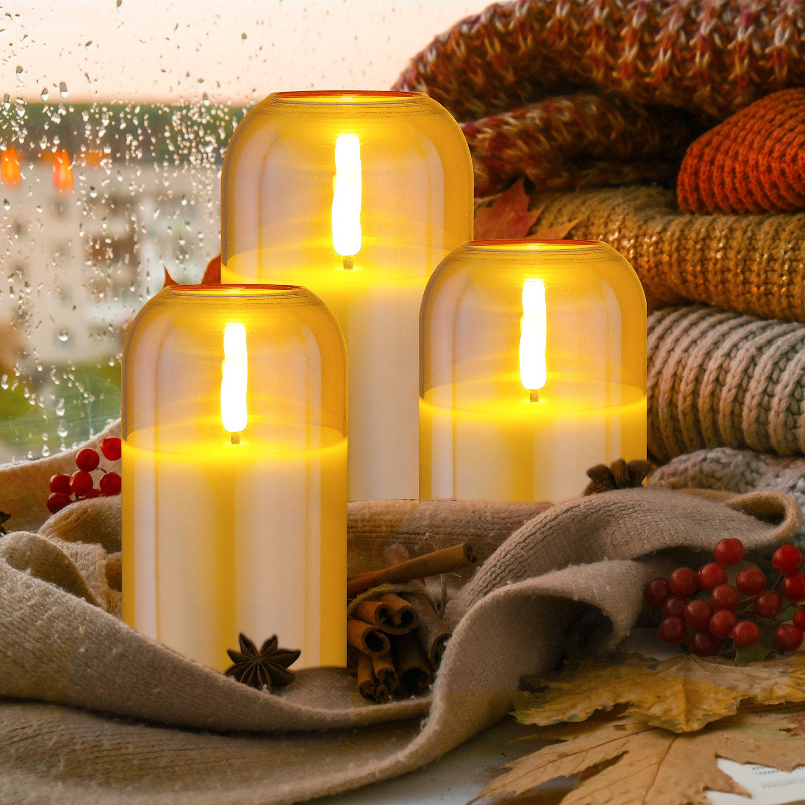 CCLIFE LED-Kerze LED Kerzen 3er Set mit Fernbedienung Timer Funktion 300 St günstig online kaufen