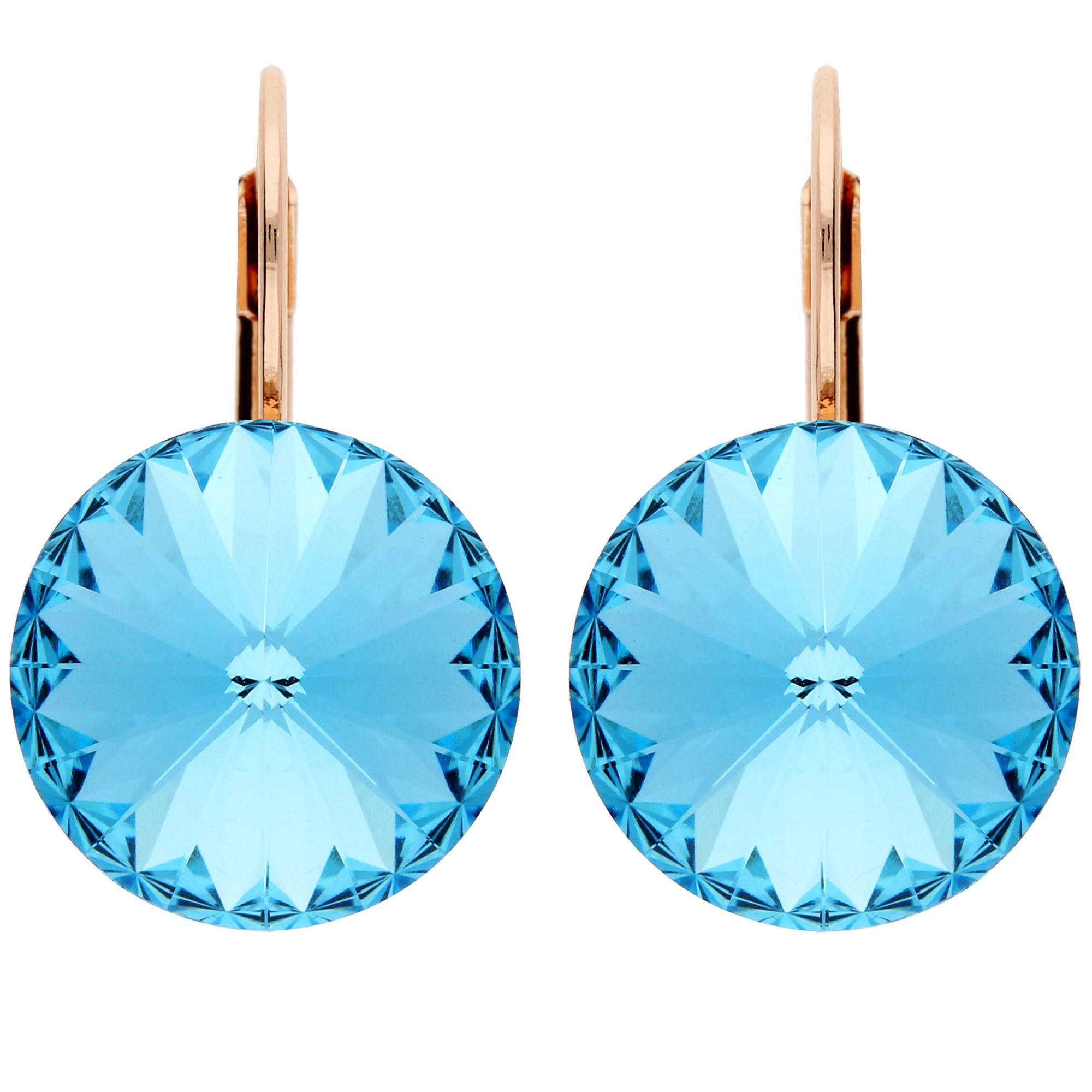 LÖB Paar Creolen 18K Roségold vergoldet Ohrringe Hängend Kristall Anhänger Stein blau (Geschenke für Frauen Damen Beste Freundin Mutter Mama Ehefrau Oma sie zum Geburtstag Schmuck Herbst Oktoberfest, Inkl. Schmuckbox), Damen Ohrhänger Brisur Creolen Stras