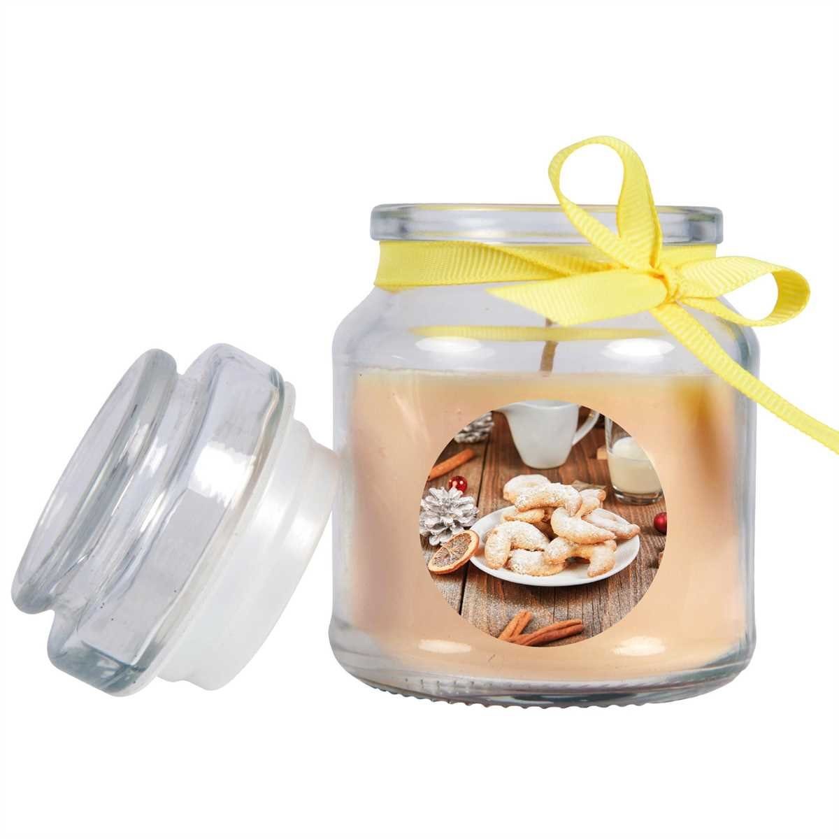 HS Candle Duftkerze (Dekokerze, 1-tlg), Weihnachten - Kerze im Bonbon Glas, Kerze mit Weihnachts - Motiv