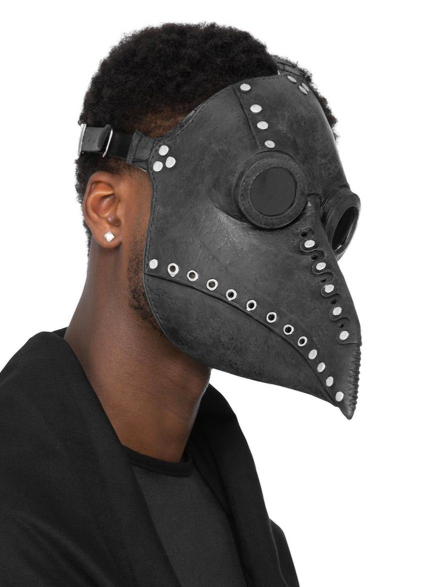 Smiffys Verkleidungsmaske Pestdoktor Maske schwarz, Seuchenvogel Maske in Anlehnung an mittelalterliche Pestärzte
