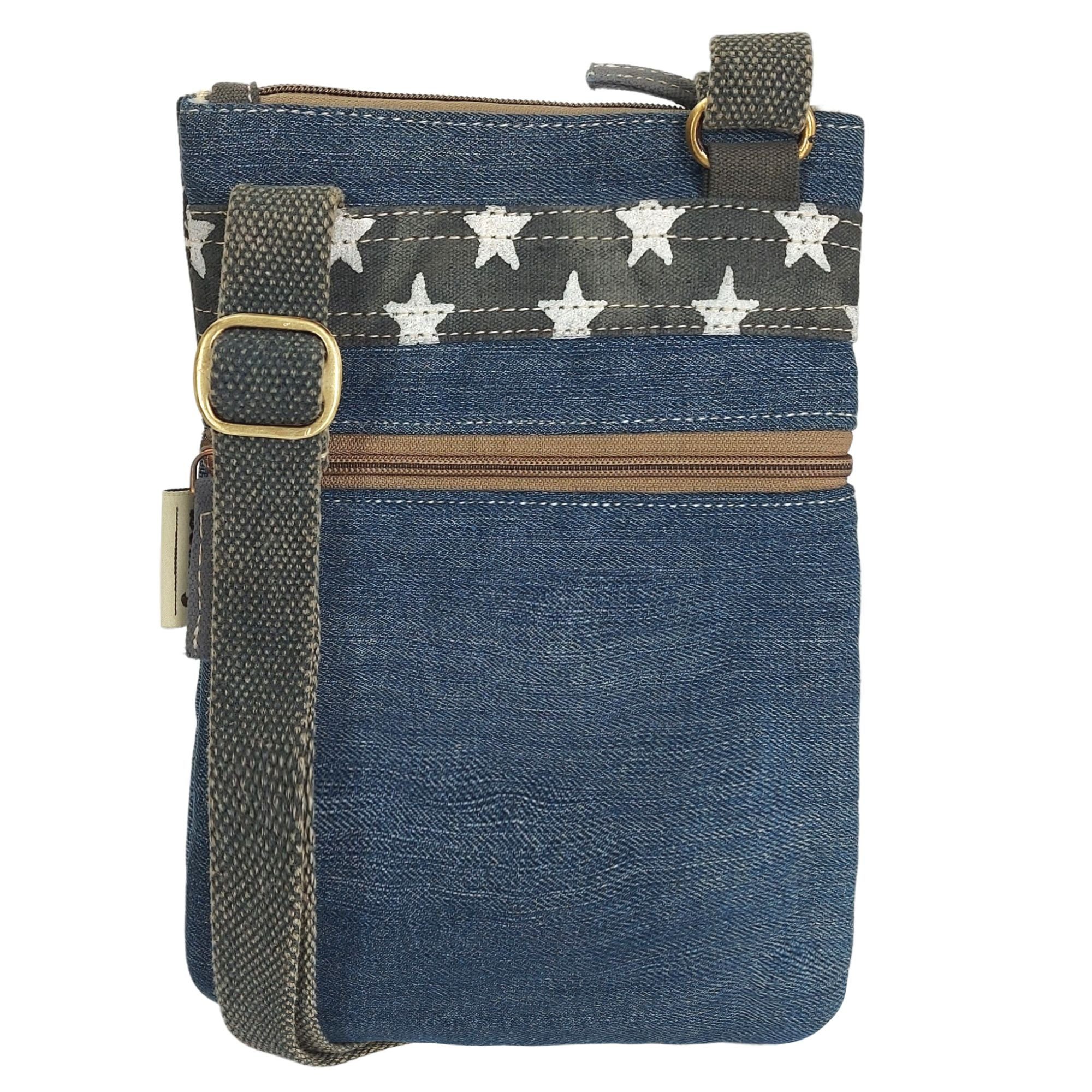 Umhängetasche. Umhängetasche Nachhaltige Jeans Bag, Recycelte Vegan Crossbody Sunsa Canvas