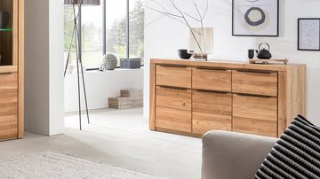 Massivart® Sideboard GRETA 160 cm / Massivholz Eiche teilmassiv geölt, 2 Türen / 3 Schubladen / 2 Einlegeböden