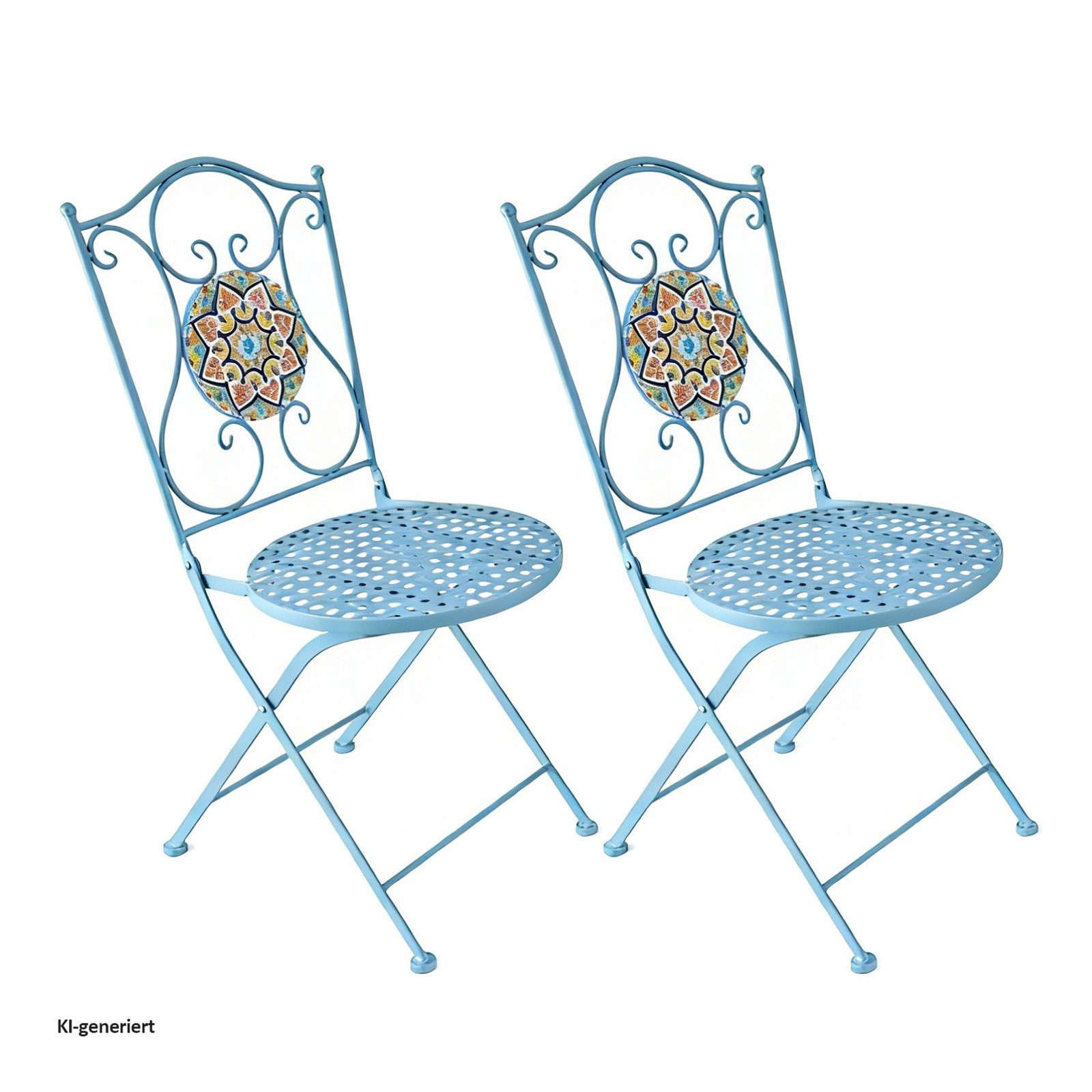 HTI-Living Gartenstuhl Gartenstuhl 2er-Set Metall Türkis Tunis (Set, 2 St)