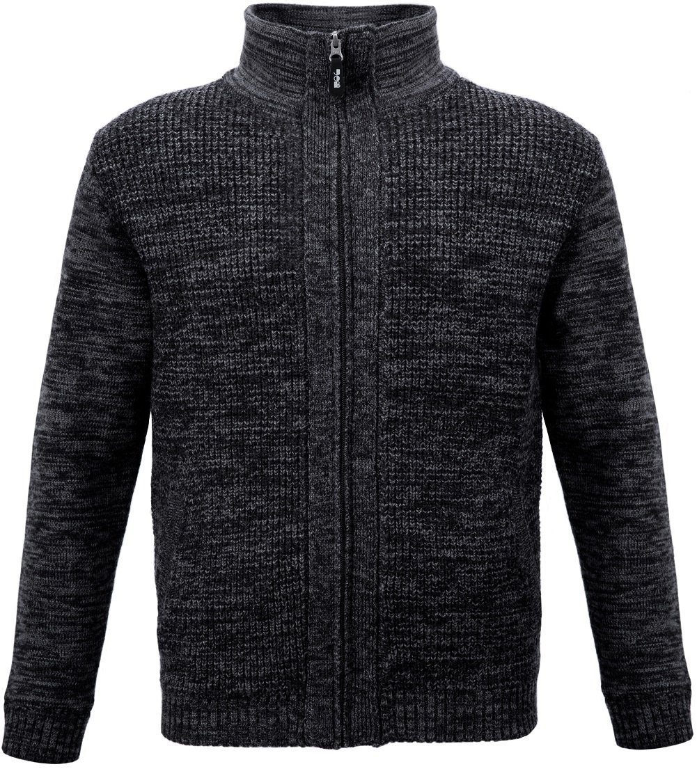 JOB Strickjacke Strickjacke mit Fellfutter schieferschwarz günstig online kaufen
