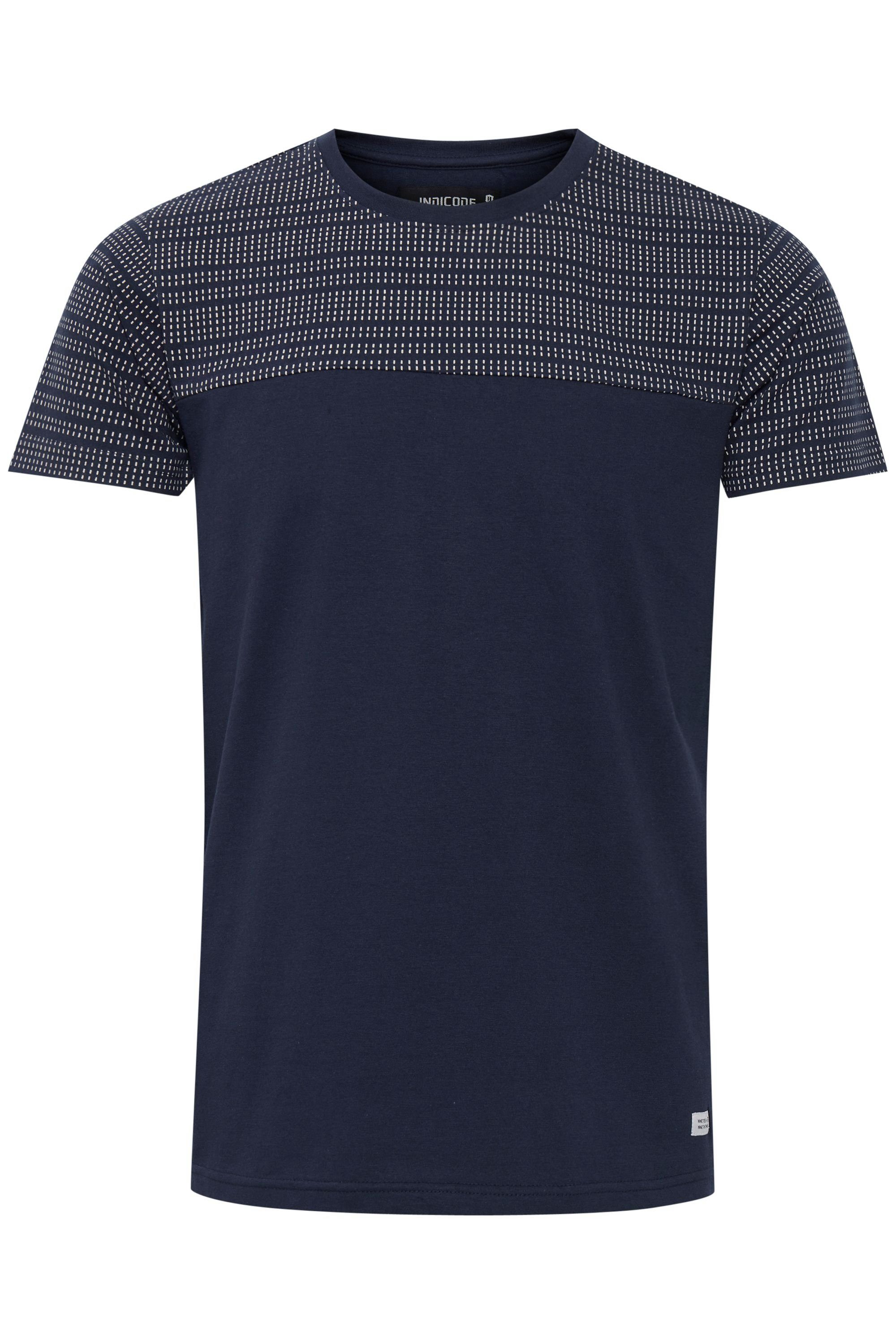 (400) IDRosto Navy Colorblock-Look Indicode im T-Shirt T-Shirt
