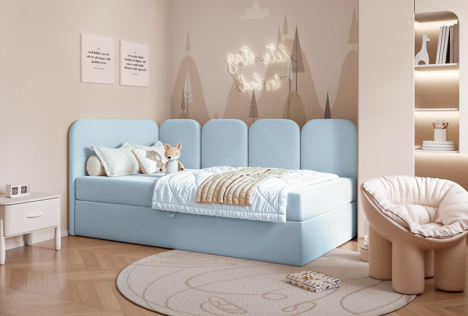 Boxspringbett Jugendbett DREAMY, Polsterbett mit Bettkasten