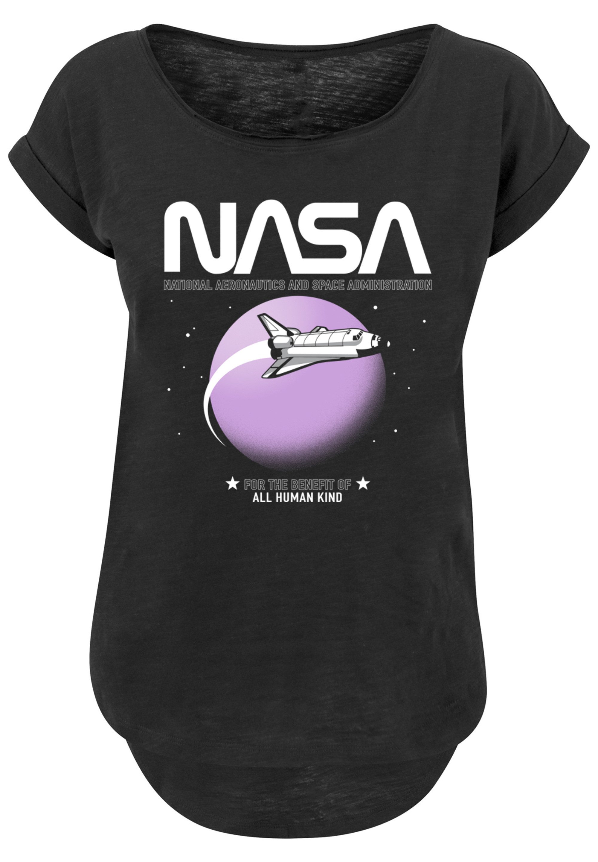 F4NT4STIC T-Shirt Long Cut T-Shirt 'NASA Shuttle Orbit' Damen,Premium Merch,Lang,Longshirt,Bedruckt