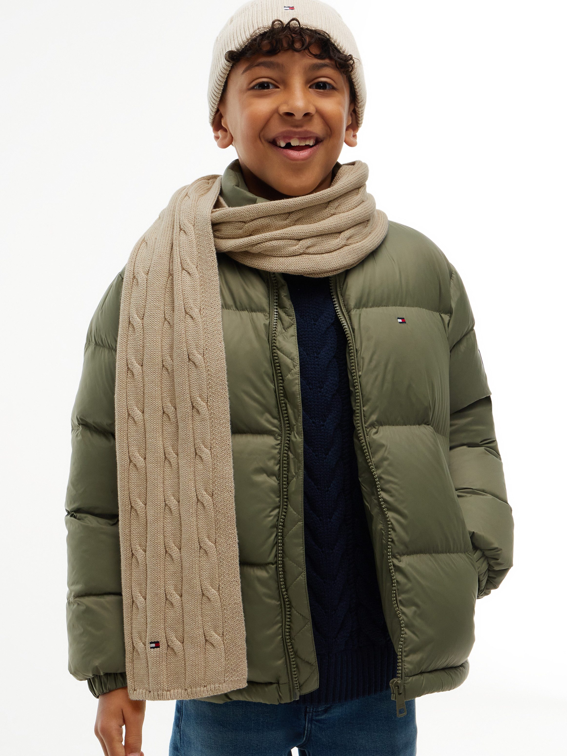 Tommy Hilfiger Strickschal ESSENTIAL CABLE SCARF, Regular fit mit Zopfstrickmuster