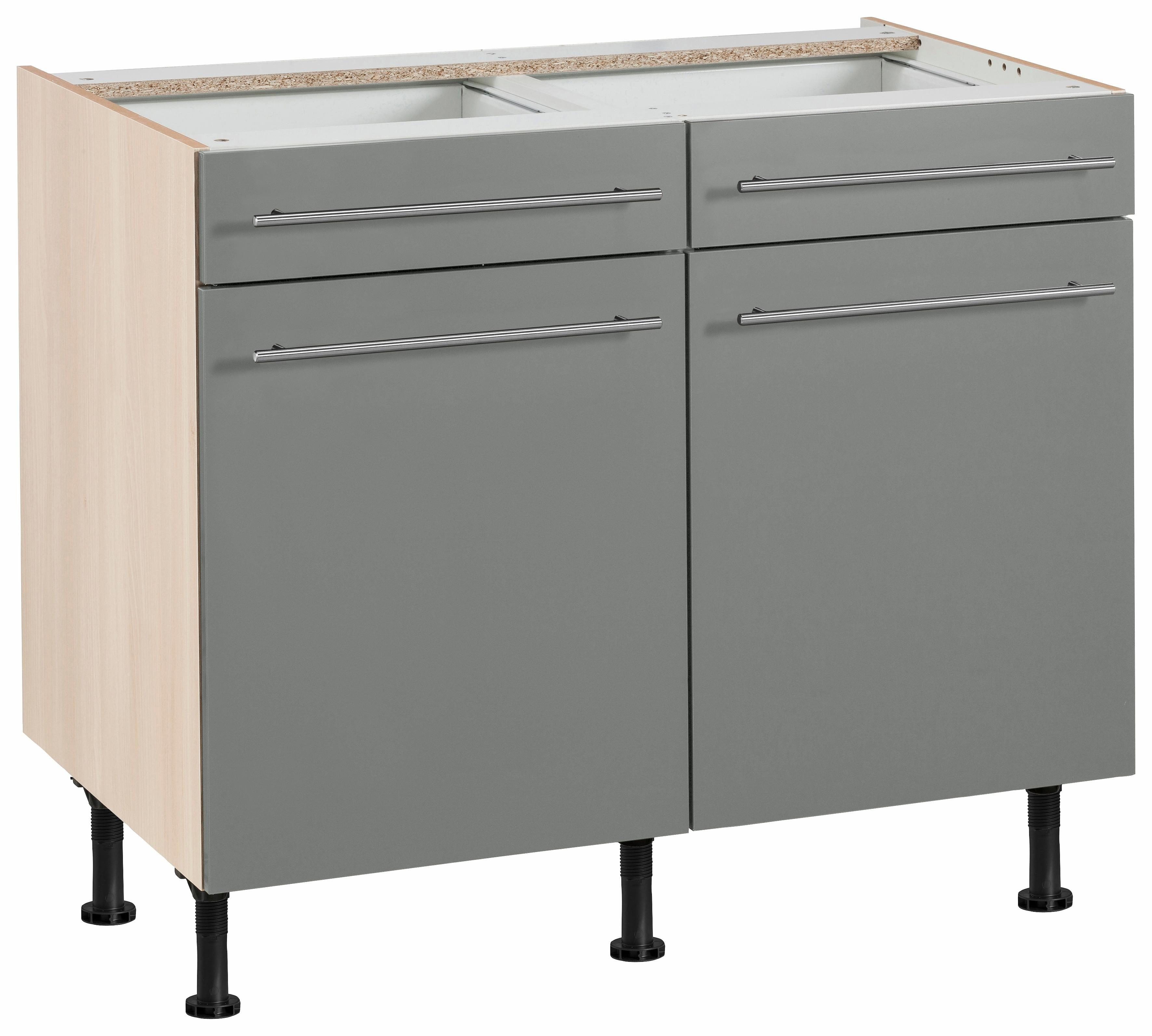OPTIFIT Unterschrank Bern 100 cm breit, mit 2 Türen, 2 Schubkästen, höhenverstellbare Füße