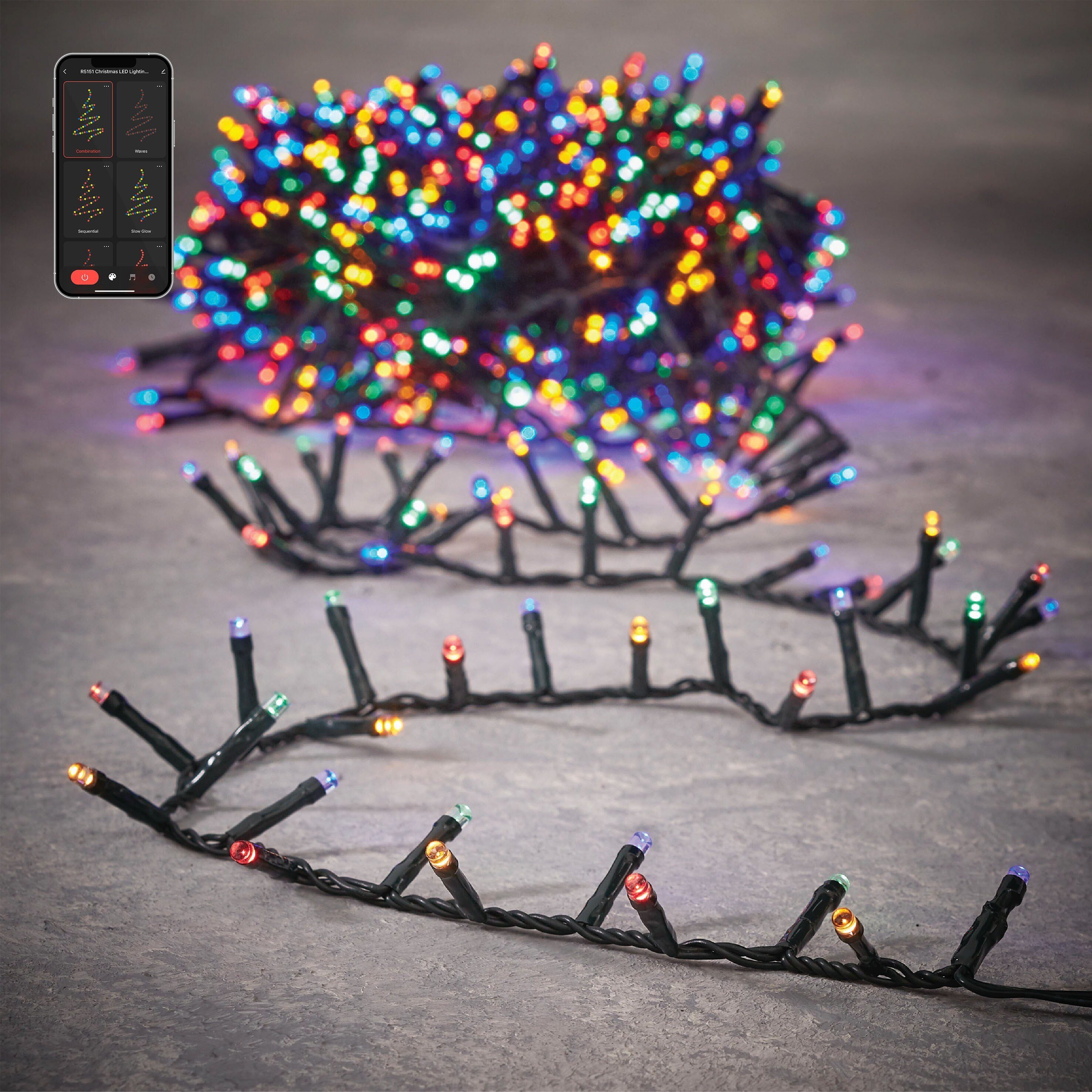 Luca Lighting Christbaumschmuck Luca Lighting Smart Lighting Snake light d.gruen multi farben 1500led