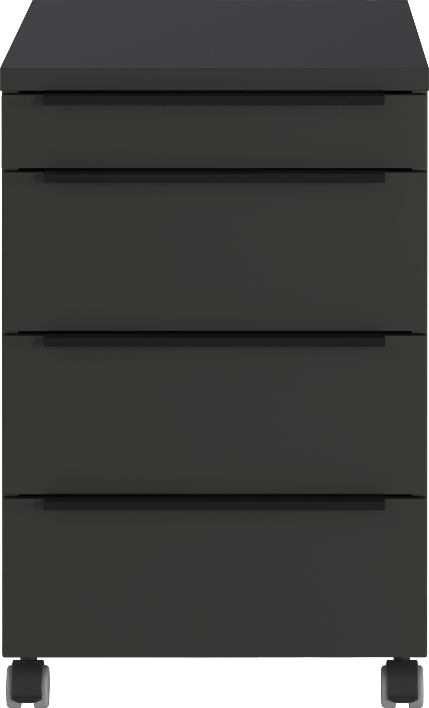 GERMANIA Rollcontainer Mailand, mit 4 Schubladen, optional mit Schubladendämpfung, Utensilienfach, 42x63 cm, Made in Germany