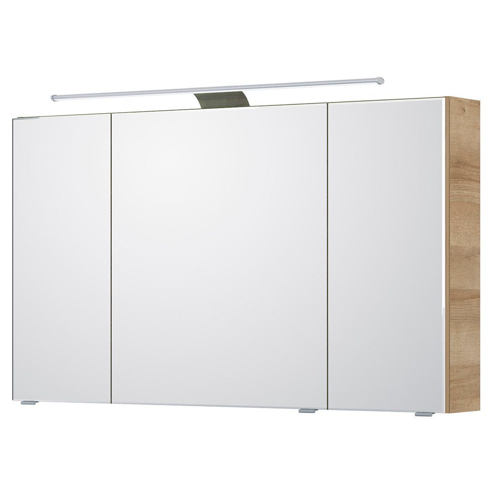 Lomadox Spiegelschrank Eiche quer Riviera Nb. 120/70,3/17 SOLINGEN-66 cm