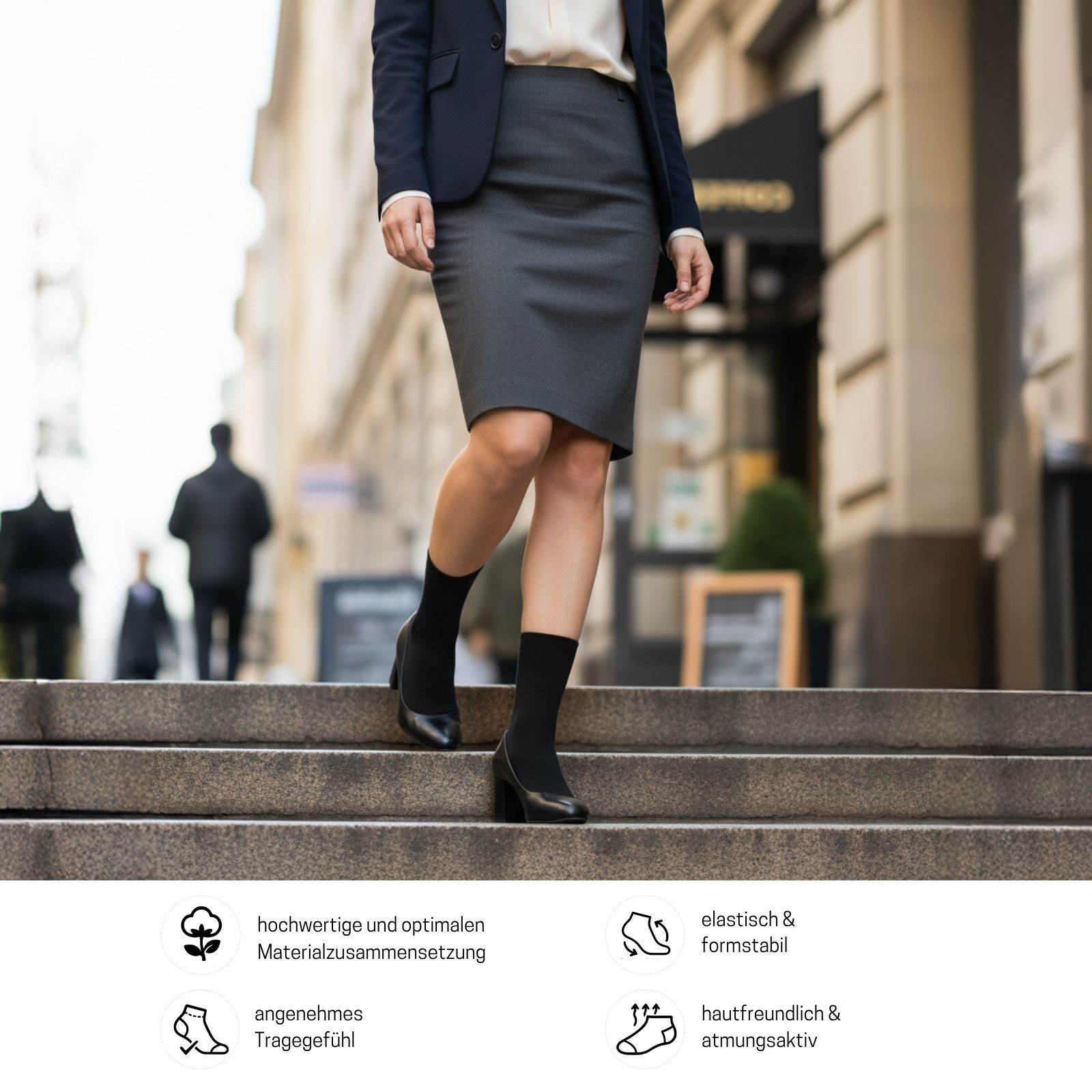 sockenkauf24 Businesssocken Premium Socken mit Komfortbund Herren & Damen Business Socken (Schwarz, 10-Paar, 43-46) aus gekämmter Baumwolle mit Pique-Bund, ohne Naht