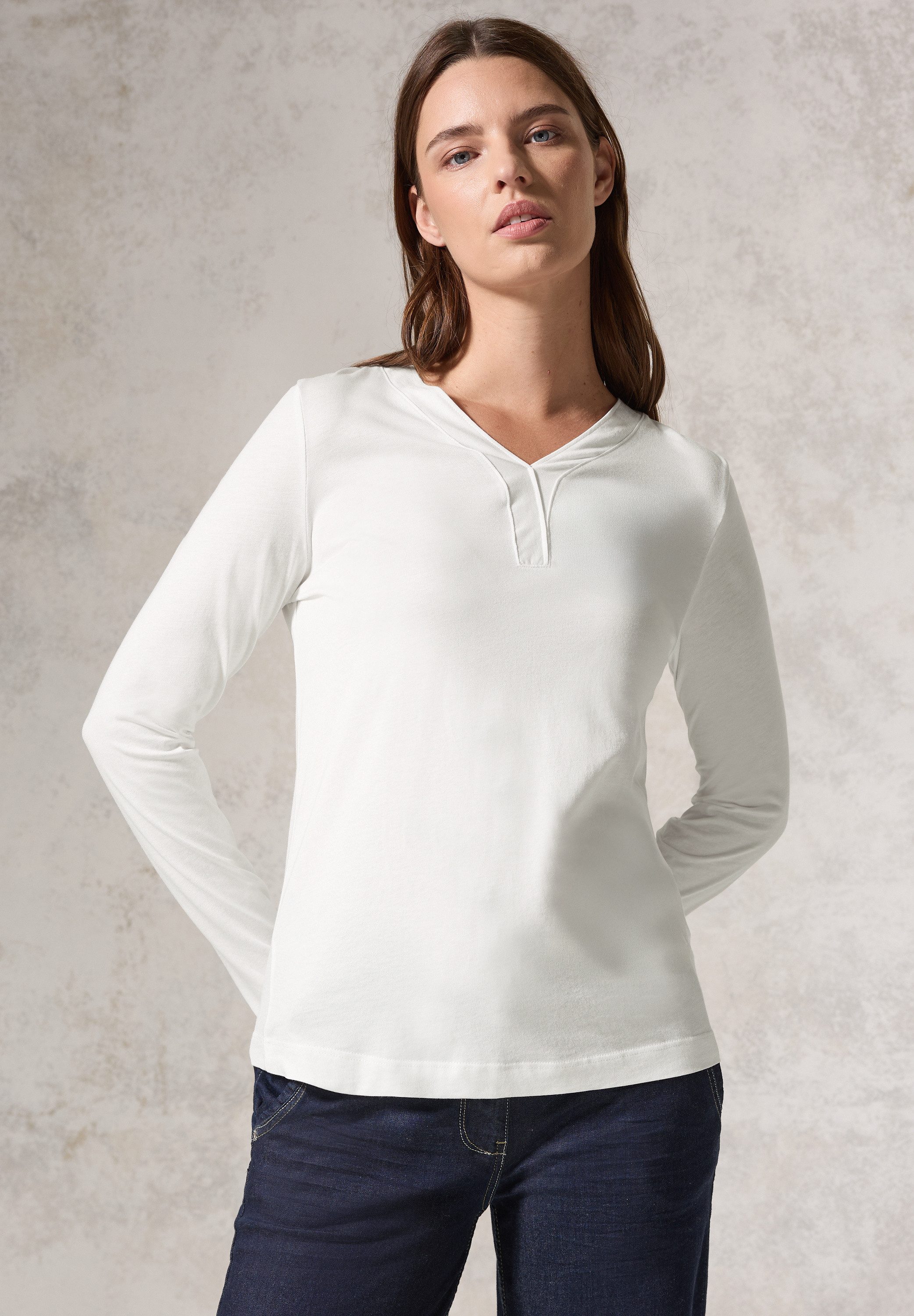 CECIL Langarmshirt im angenehmen Materialmix