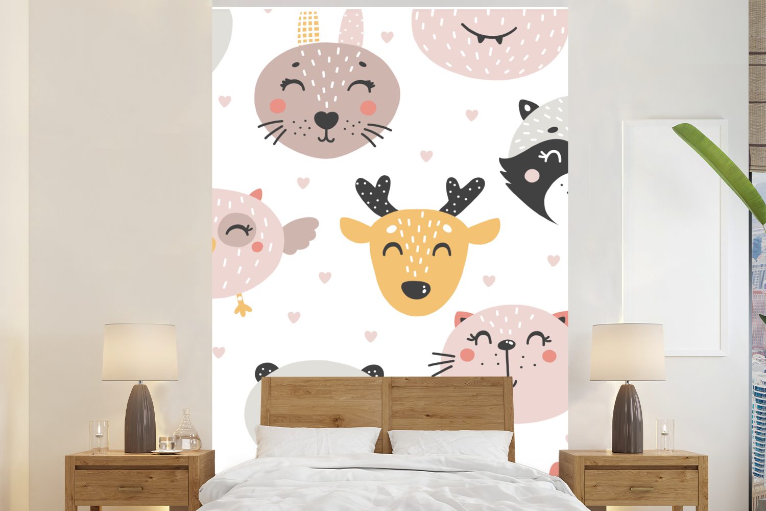 MuchoWow Fototapete Katze - Tiere - Muster - Jungen - Mädchen - Baby - Kind, Matt, bedruckt, (3 St), Montagefertig Vinyl Tapete für Wohnzimmer, Wandtapete