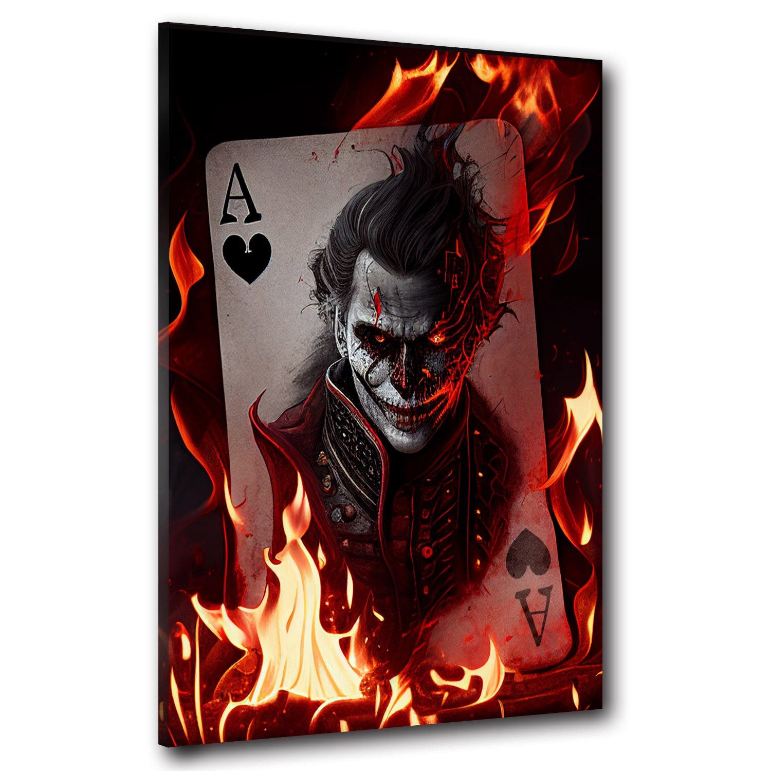 Artedinoi Leinwandbild Joker Poker Fire Style Leinwandbild Wandbild Kunst Deko XL, Joker mit Pokerkarten