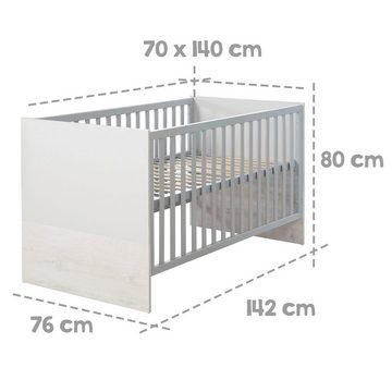roba® Babyzimmer-Komplettset Maren 2, (Set, 3-St., Kinderbett, Schrank, Wickelkommode), mit Kinderbett, Schrank und Wickelkommode breit