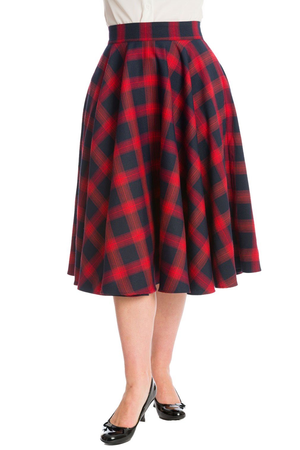 Banned A-Linien-Rock Sweet Check Rot Kariert Retro Vintage Swing Skirt