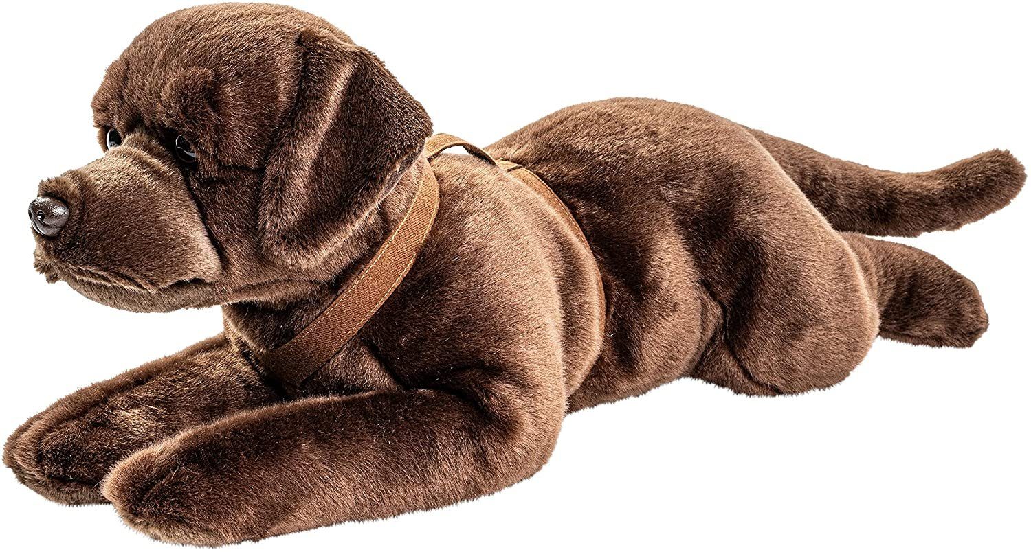Uni-Toys Kuscheltier Labrador, liegend - braun o. schwarz - 60 cm - Plüsch-Hund, Plüschtier, zu 100 % recyceltes Füllmaterial