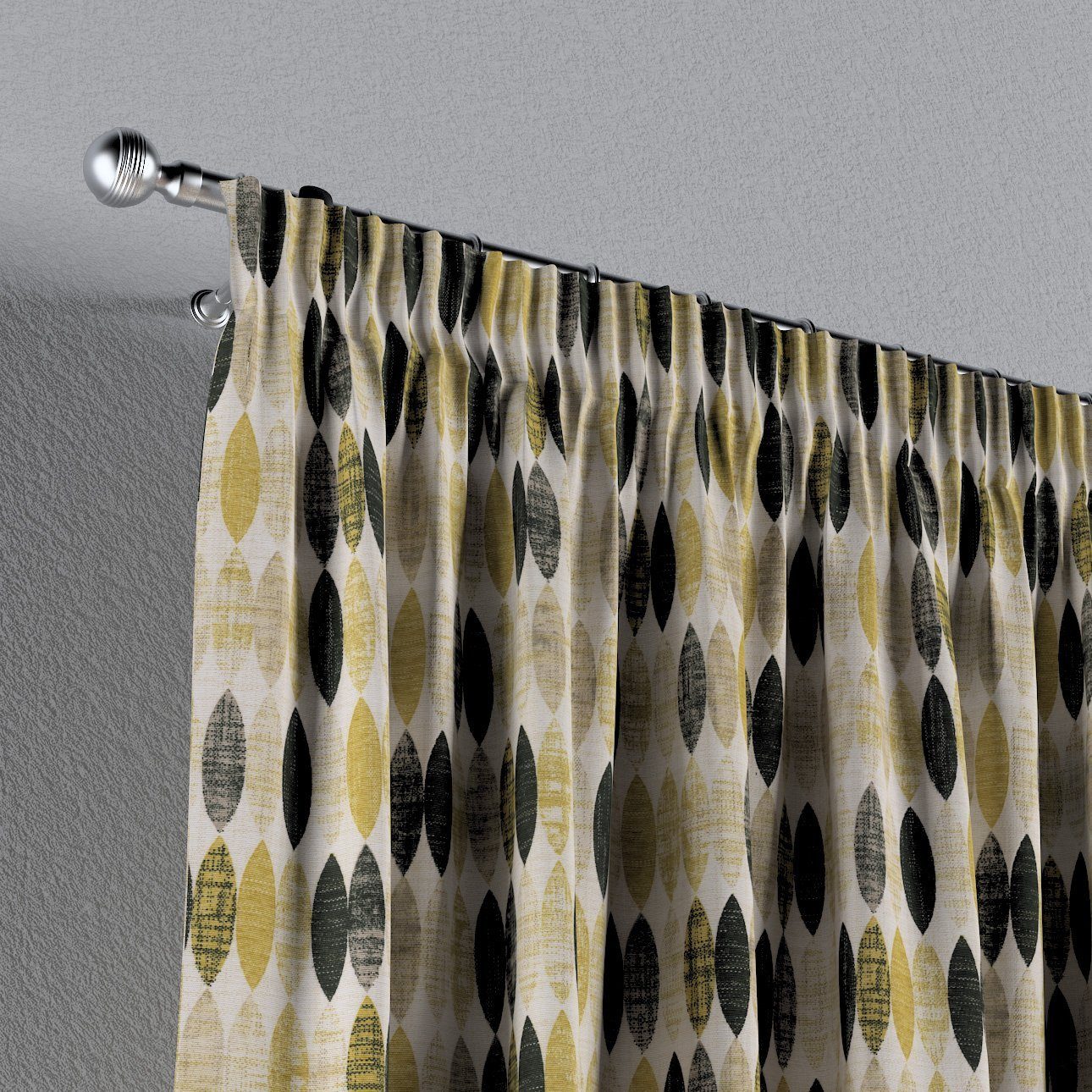 Vorhang Vorhang mit Kräuselband 130x100 Dekoria cm, Modern, schwarz-beige-gelb