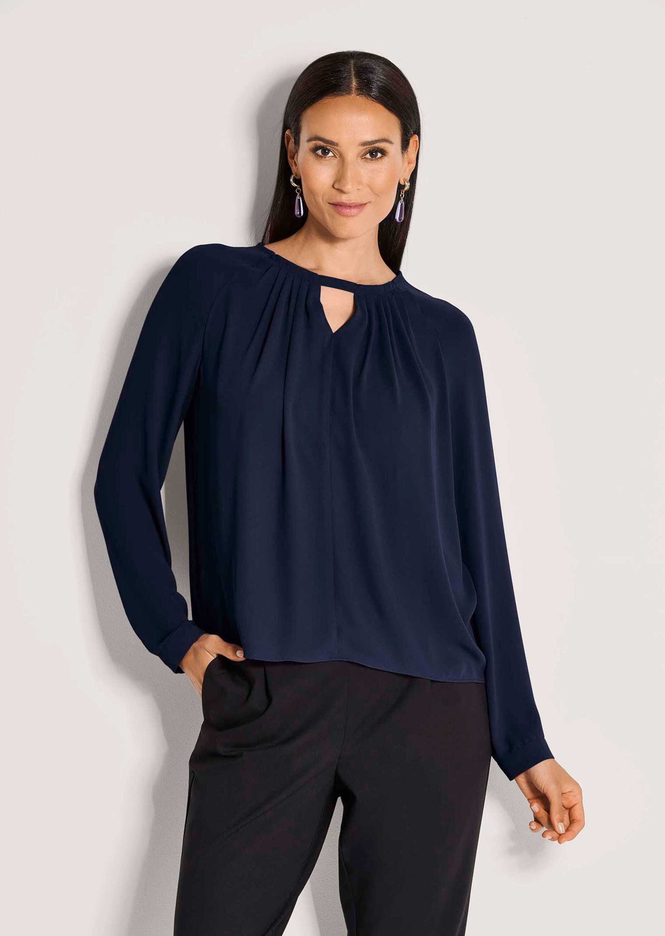 MADELEINE Langarmbluse Elegante Bluse mit V-Ausschnitt Zarte Falten mit sem günstig online kaufen