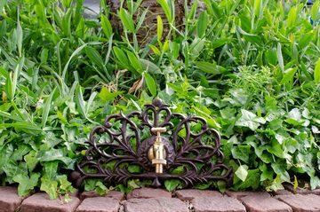 Aubaho Gartenbrunnen Wasseranschluss Zierrosette Eisen Wasserhahn Garten Brunnen braun Anti