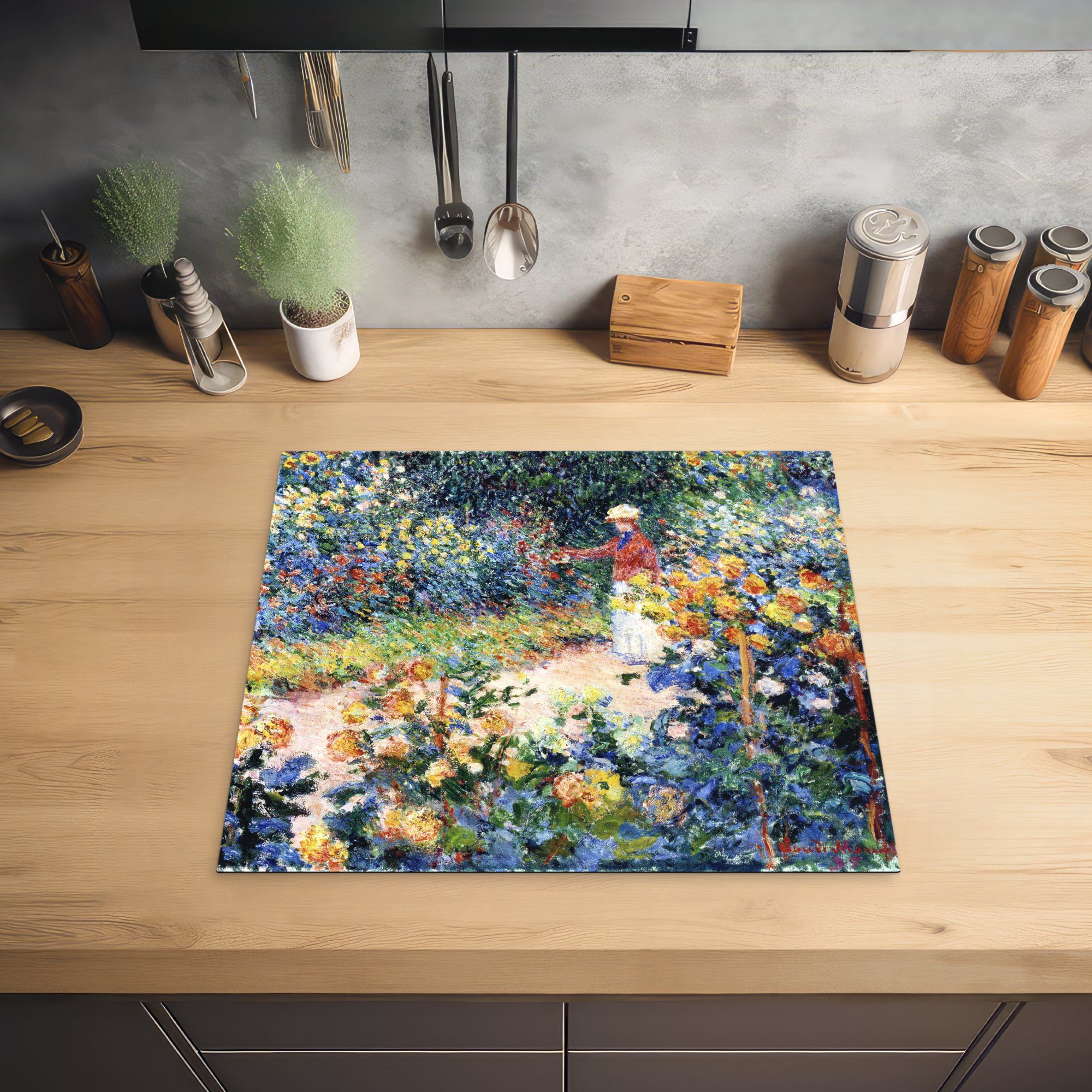 Ceranfeldabdeckung von Garten tlg), Monet, küche, Gemälde Vinyl, Herdblende-/Abdeckplatte die (1 MuchoWow Claude cm, Induktionsmatte Im - für 59x52