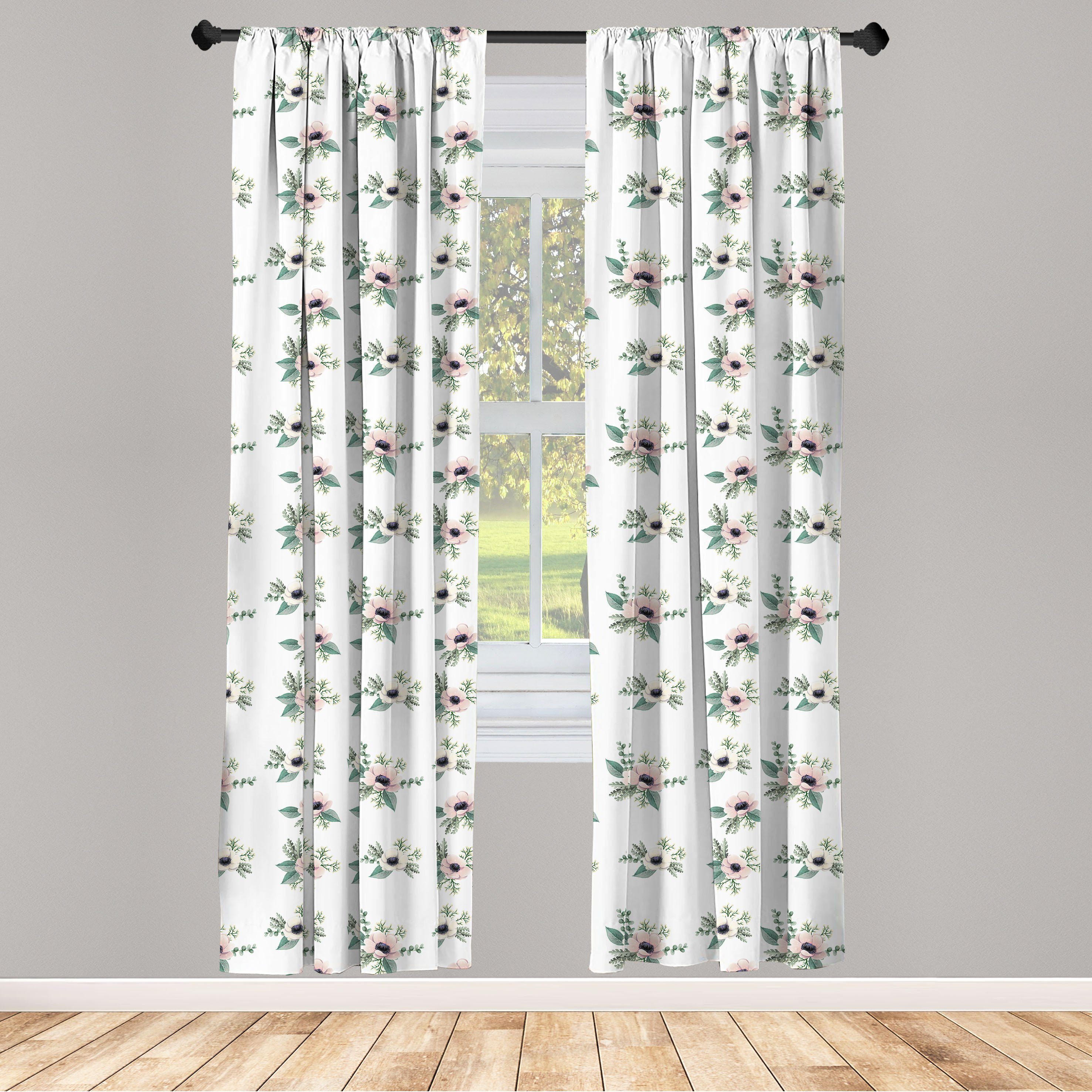 Gardine Vorhang für Wohnzimmer Schlafzimmer Dekor, Abakuhaus, Microfaser, Blumen Anemone Flower Paintings