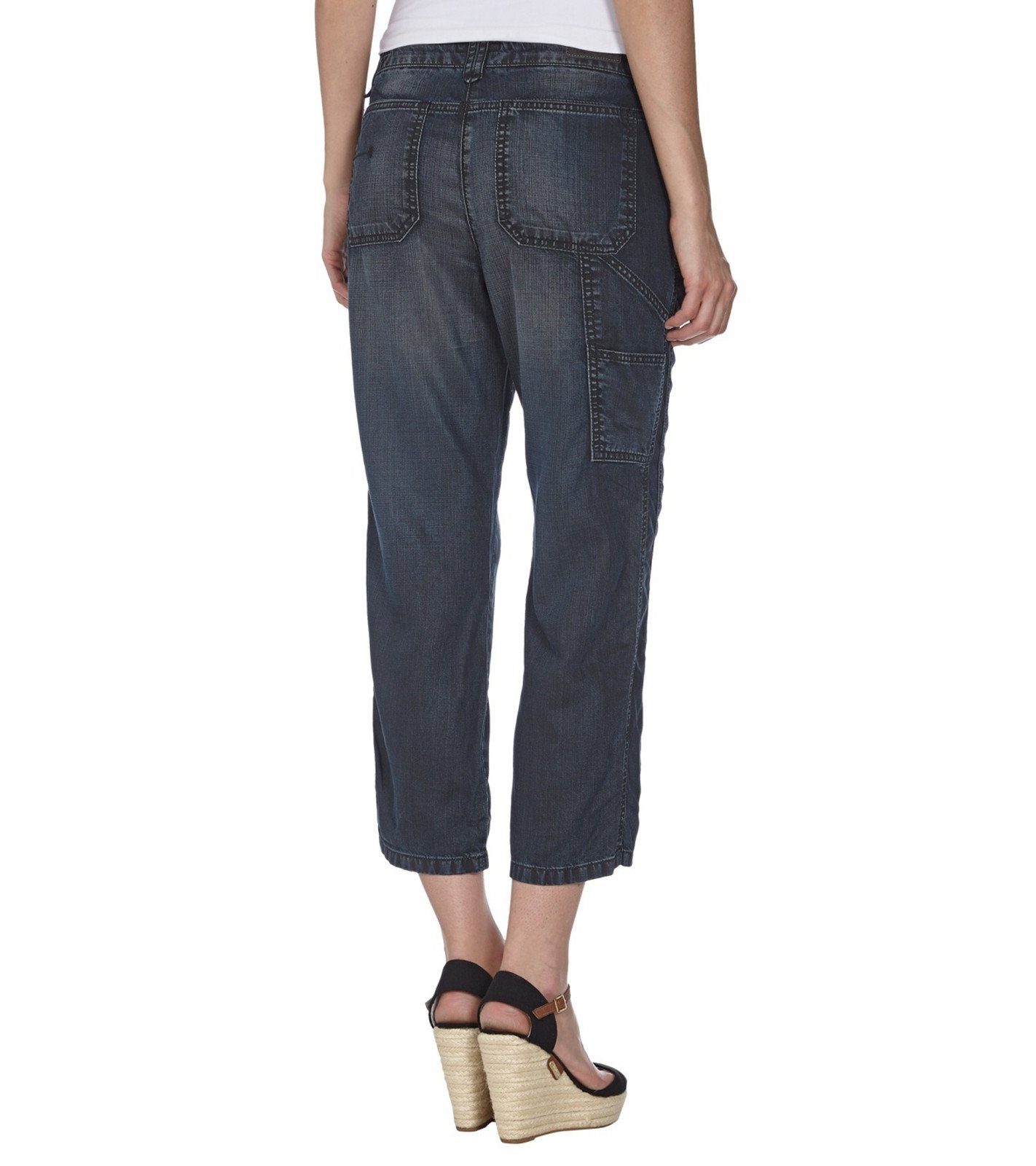 Denim-Look und Damen Blau Melva Caprihose Five-Pocket-Style im OPUS Capri-Hose Alltags-Jeans Jeans OPUS modische