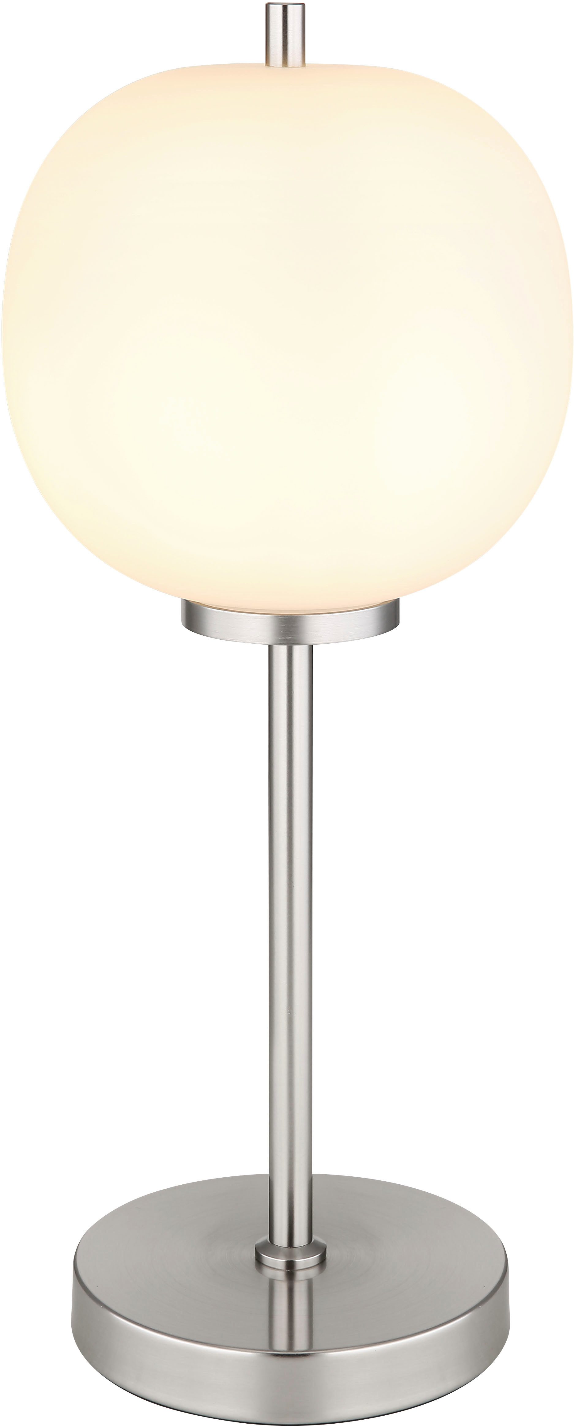 GLOBO LIGHTING Tischleuchte BLACKY I, ohne Leuchtmittel, Tischlampe Glas opal DM 18,5cm Schlafzimmer Flur