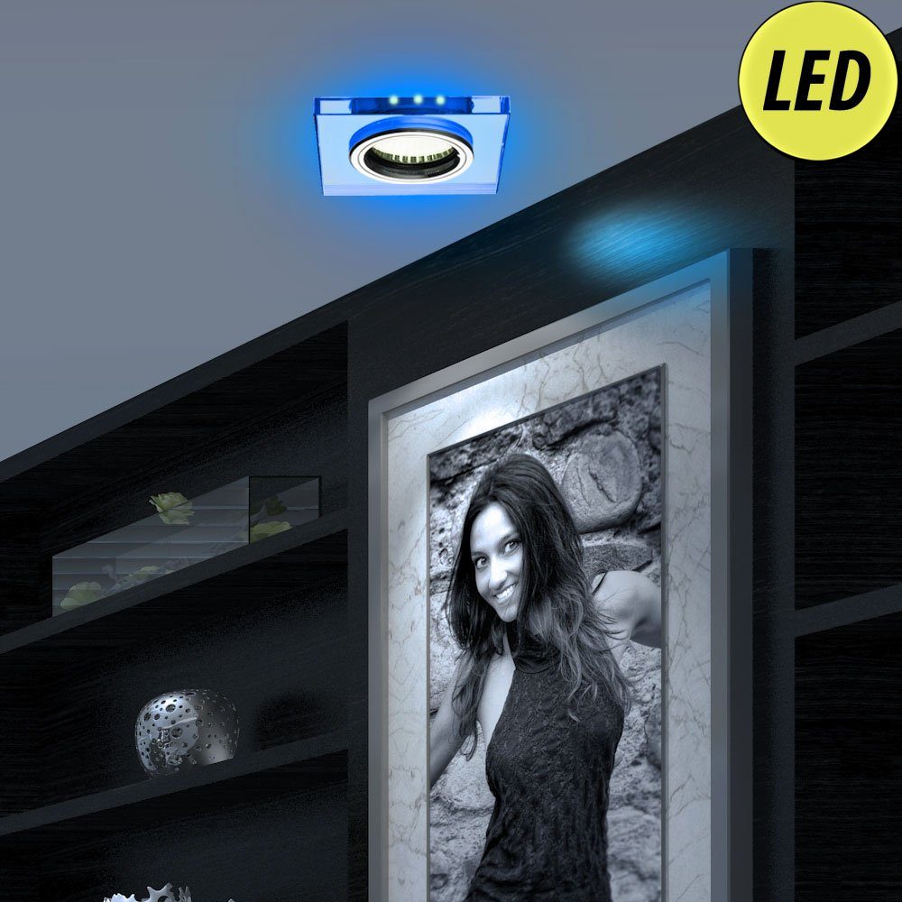 etc-shop LED Einbaustrahler, Decken Einbau Spot Wohn Zimmer Glas Lampe Deko  LED Beleuchtung blau im Set inkl. LED Leuchtmittel online kaufen | OTTO