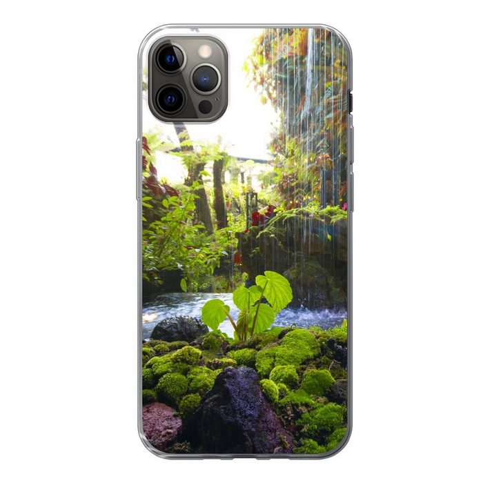 MuchoWow Handyhülle Tropischer Wasserfall Handyhülle Apple iPhone 12 Pro Max Smartphone-Bumper Print Handy