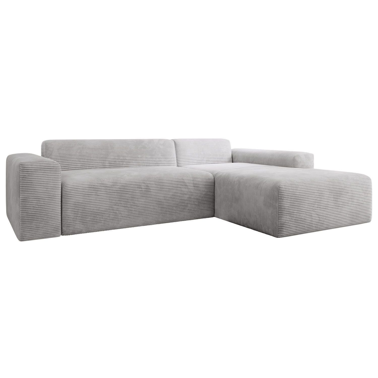 Vals, bequem, Stoff, Grau samtig Juskys L-Form, breiter Ecksofa modern, Sitz wie Cord,