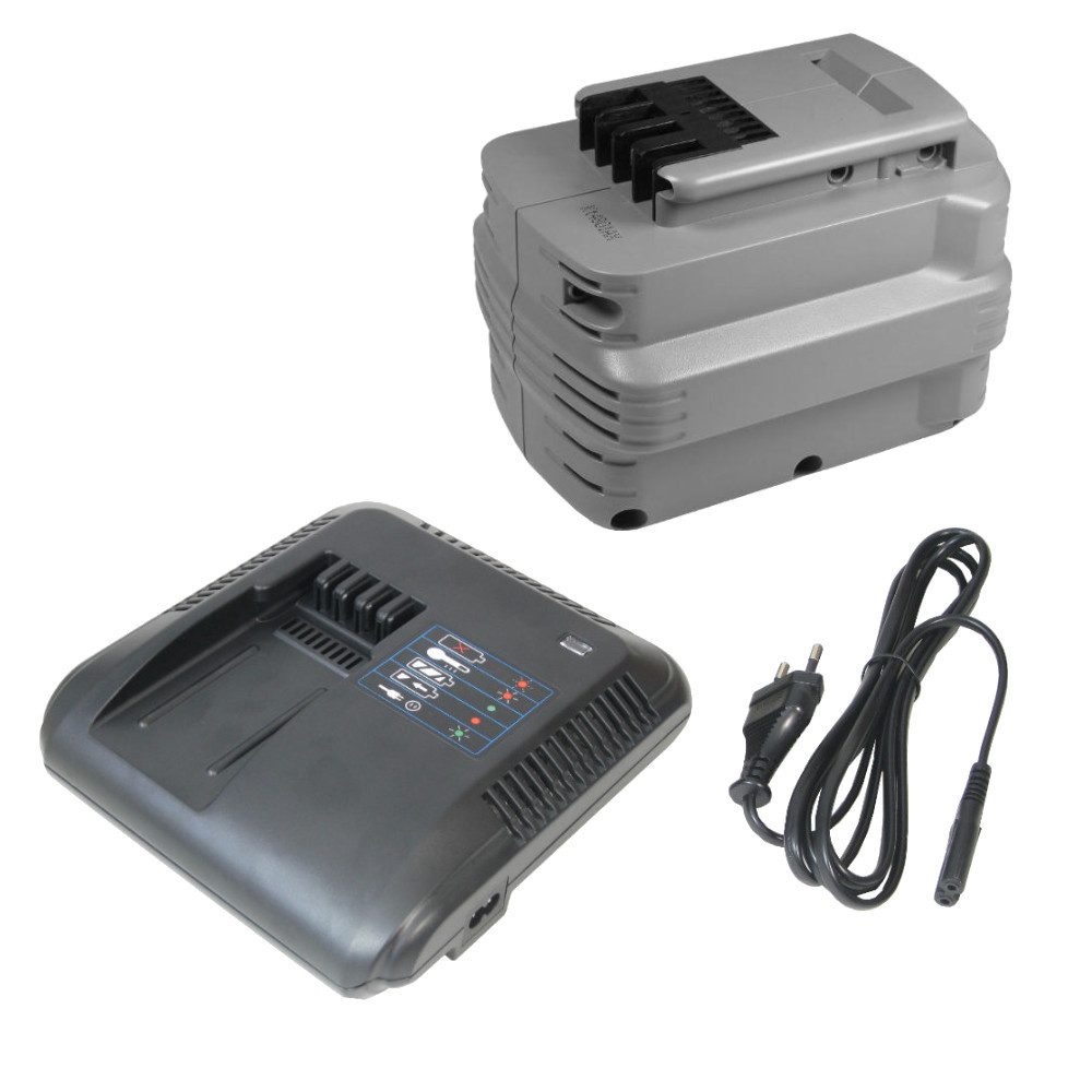 Trade-Shop 2in1 Set passend für Dewalt DW004K2C DW004K2H DW005 - Ladegerät + Akku Ni-MH 3300 mAh (24 V)