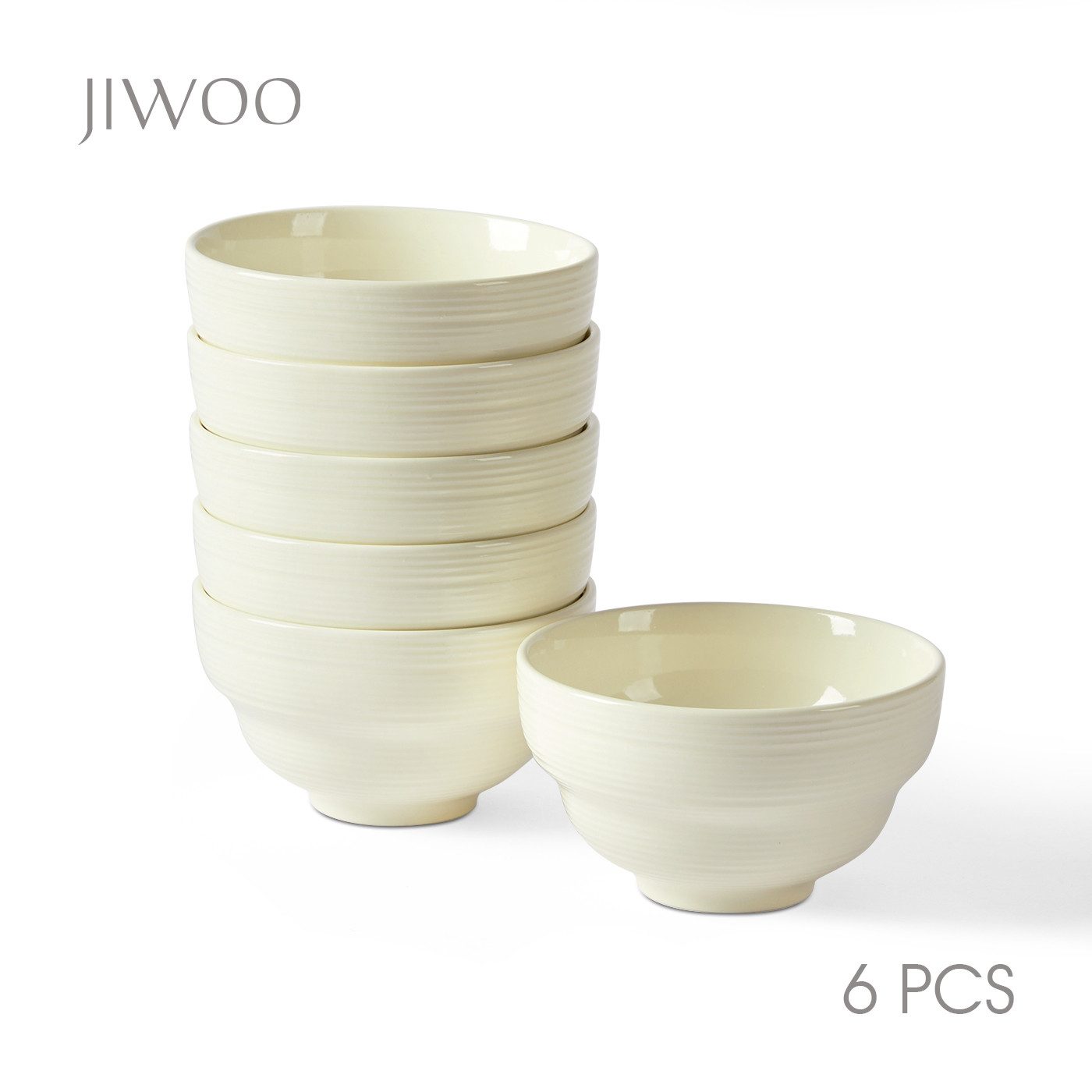 JIWOO Müslischale 6er Ø11,8cm, Frühstückschalen Eisschale Dessertschalen Obstschale, Keramik, (Schaleset, 6-tlg), Hochwertiges Schalen Beige Mikrowellenofen Spülmaschine Ø 11.8cm