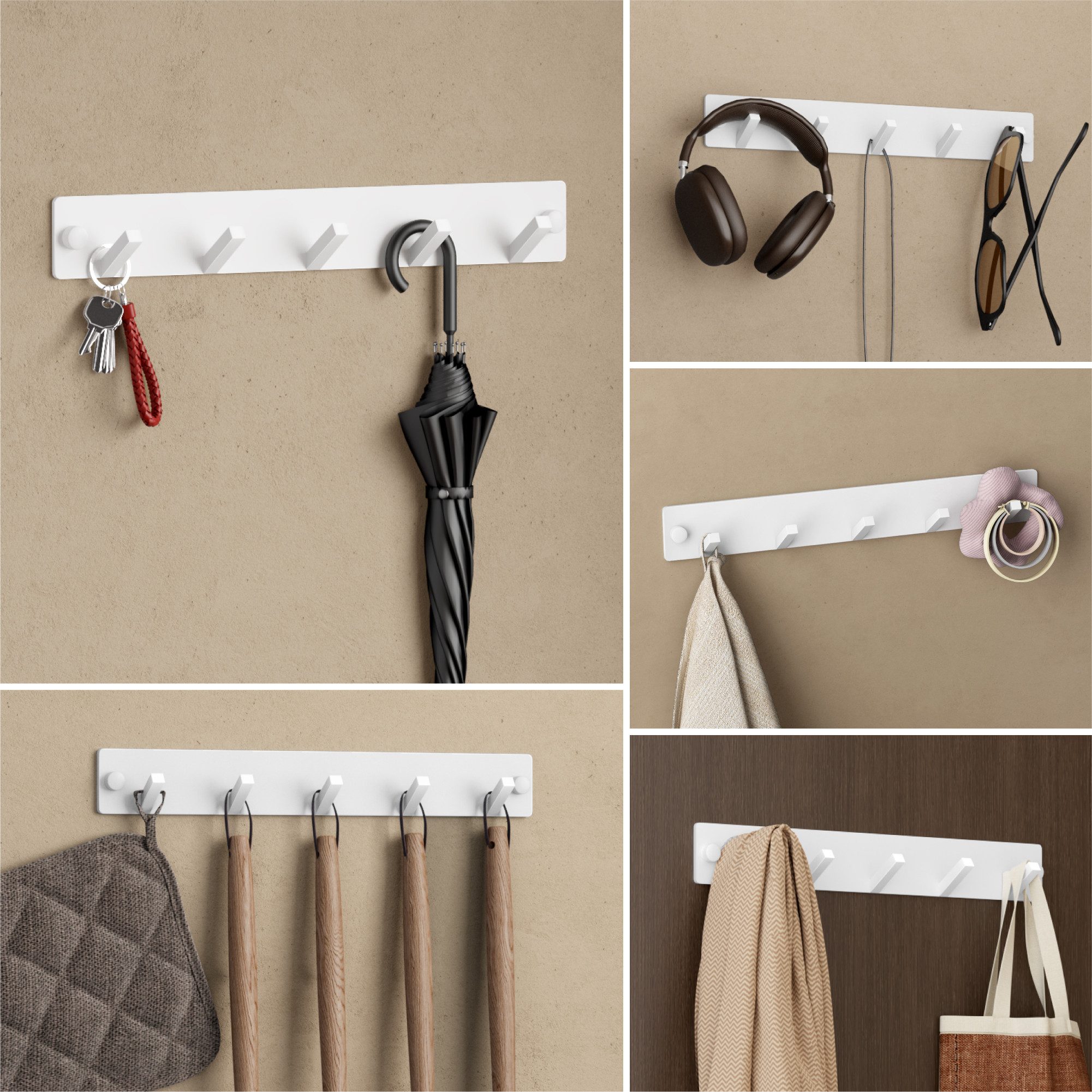 doporro Wandgarderobe Garderobenhaken Edelstahl, Kleiderhaken Wand mit 5 Haken Stalo-05, Hochwertiger Edelstahl – Bild 2 von 5