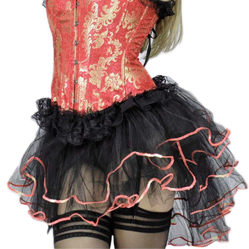 Zoelibat Kostüm Burlesque Volant Rock mit Pailletten - Schwarz Ros