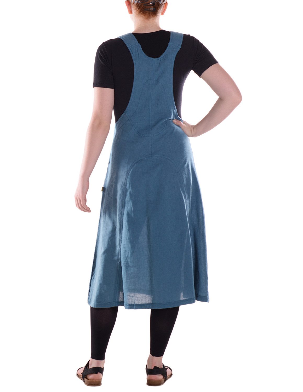 Vishes Midikleid Damen Wadenlang Kleid Baumwolle Casual Oversize Look mit Taschen Alternative Bekleidung, Ethno, Hippie, Retro Style