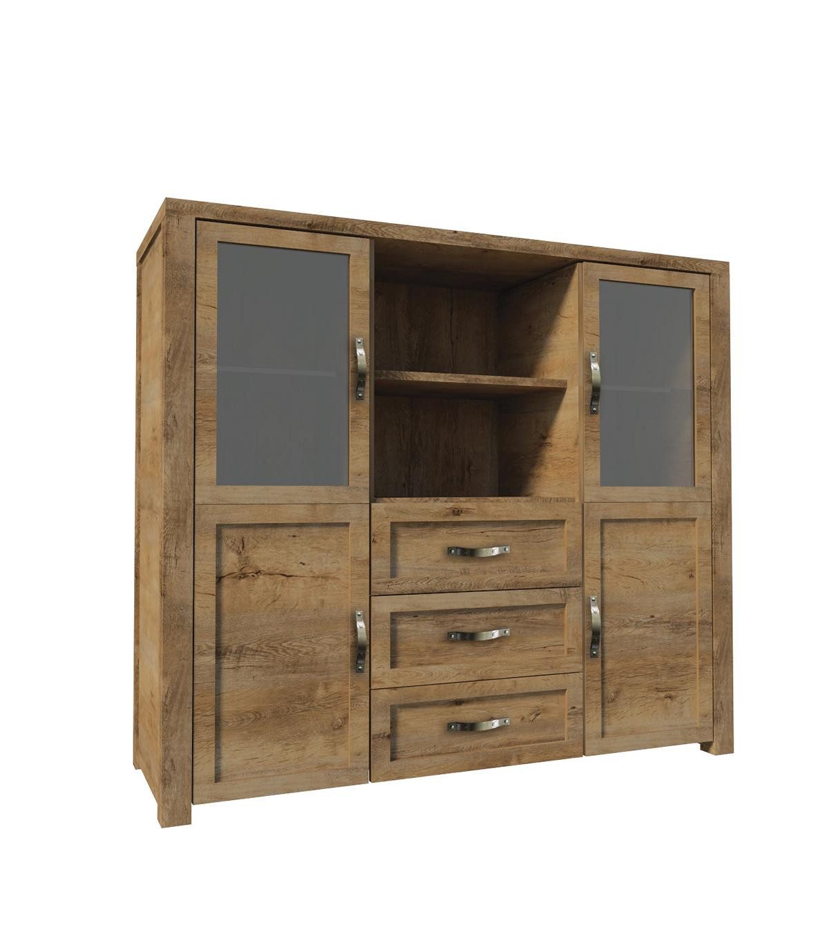 JVmoebel Wohnzimmer-Set Stilvolles Wohnzimmermöbel Set aus Holz und Glas im Landhausstil, Made in Europa